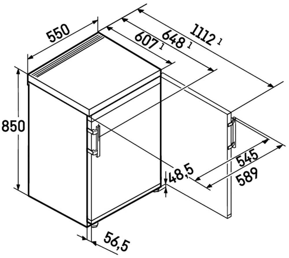 Liebherr Table Top Kühlschrank »Rb 1401_997223451« 85 cm hoch 55 cm breit