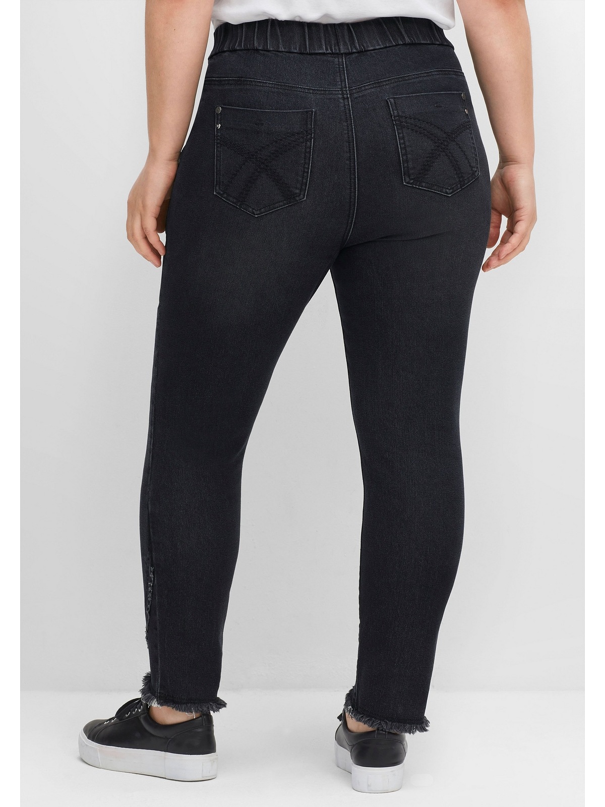 Sheego Stretch-Jeans »Große Größen«, mit Gummibund und Fransensaum für  kaufen | BAUR