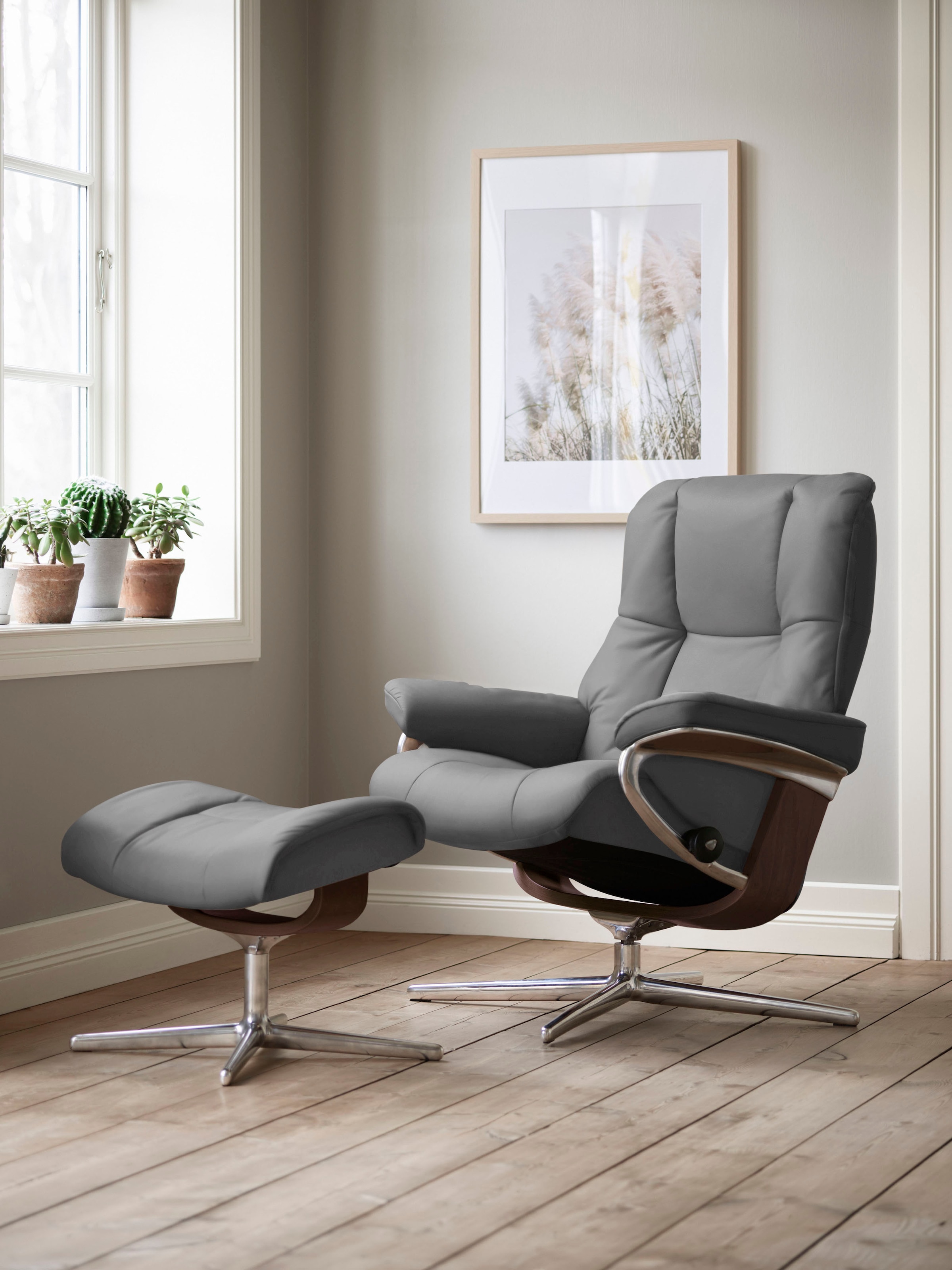 Stressless Fußhocker "Mayfair", mit Cross Base, Größe S, M & L, Holzakzent Braun