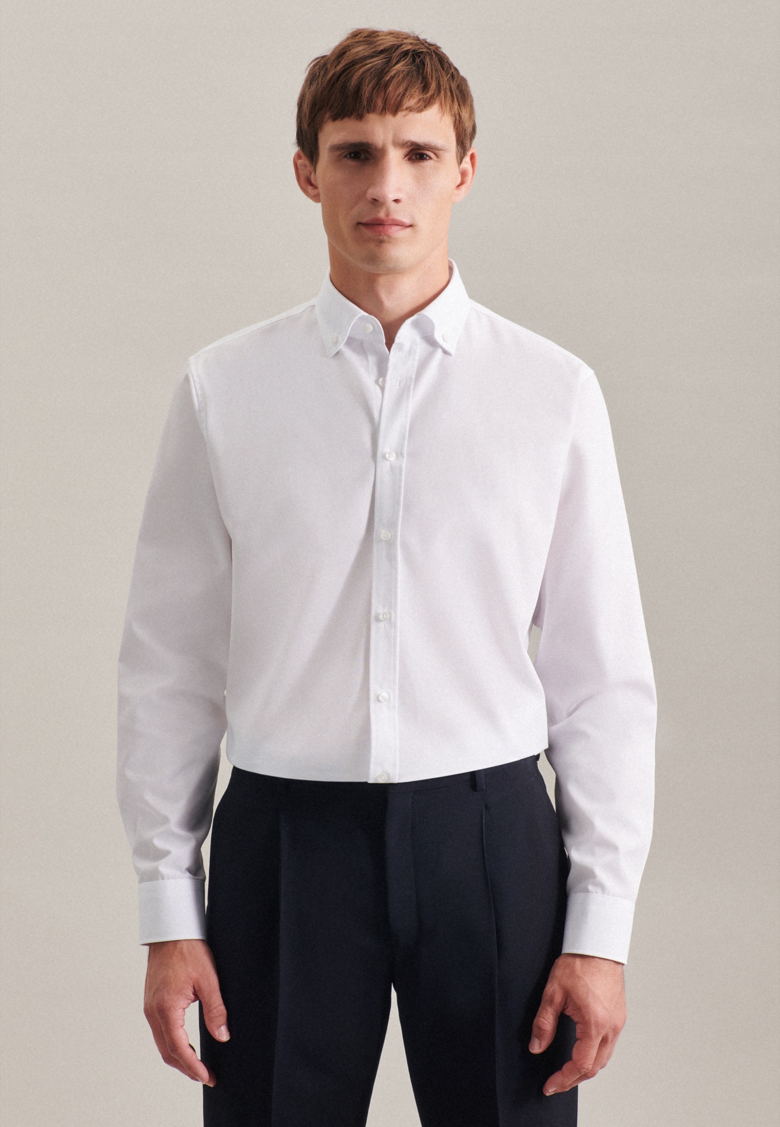 seidensticker Businesshemd "Shaped", Shaped Langarm Button-Down-Kragen Uni