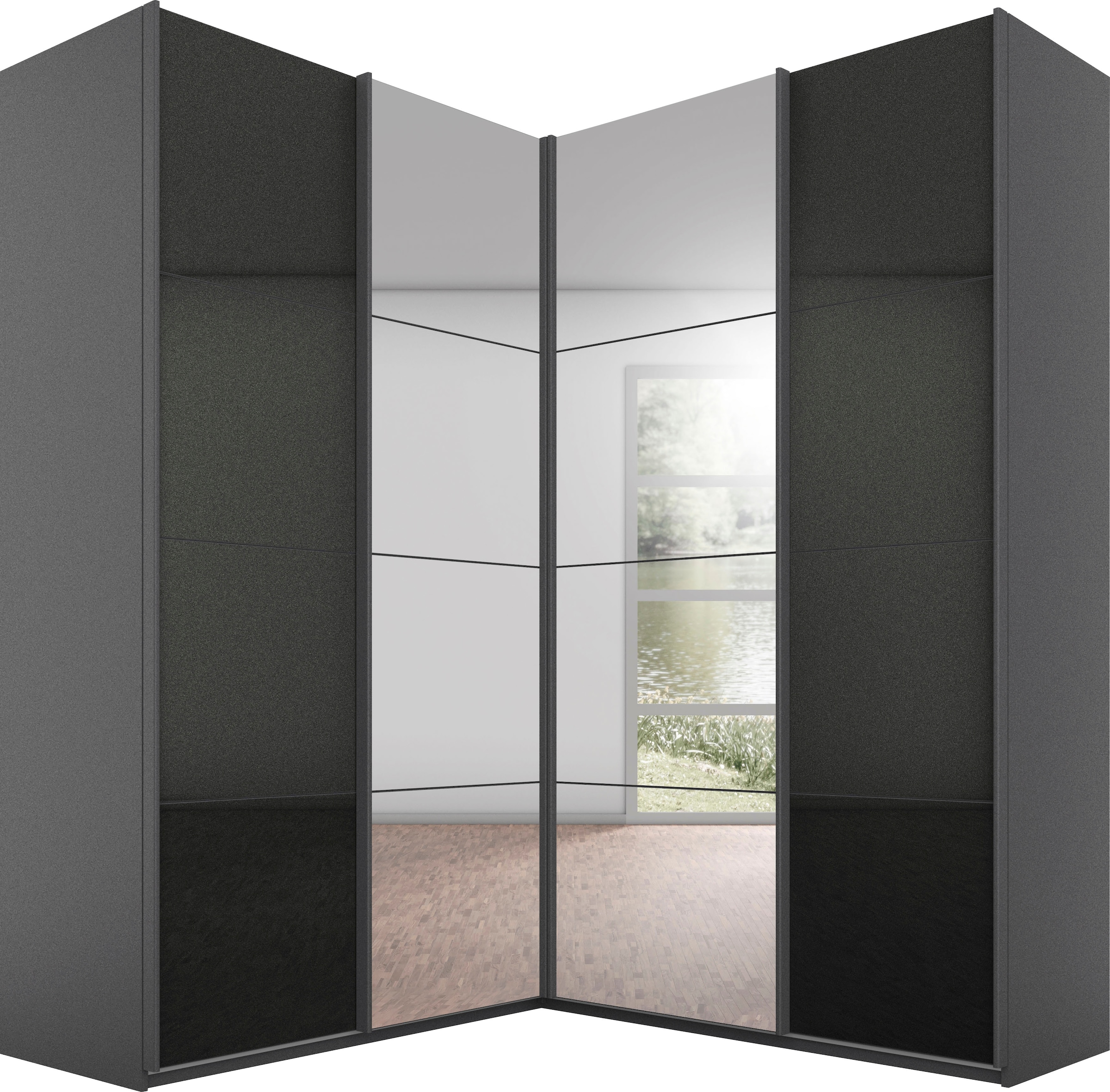 rauch Schwebetürenschrank "Quadra" Eckschrank inkl. Türendämpfer und Schubl günstig online kaufen