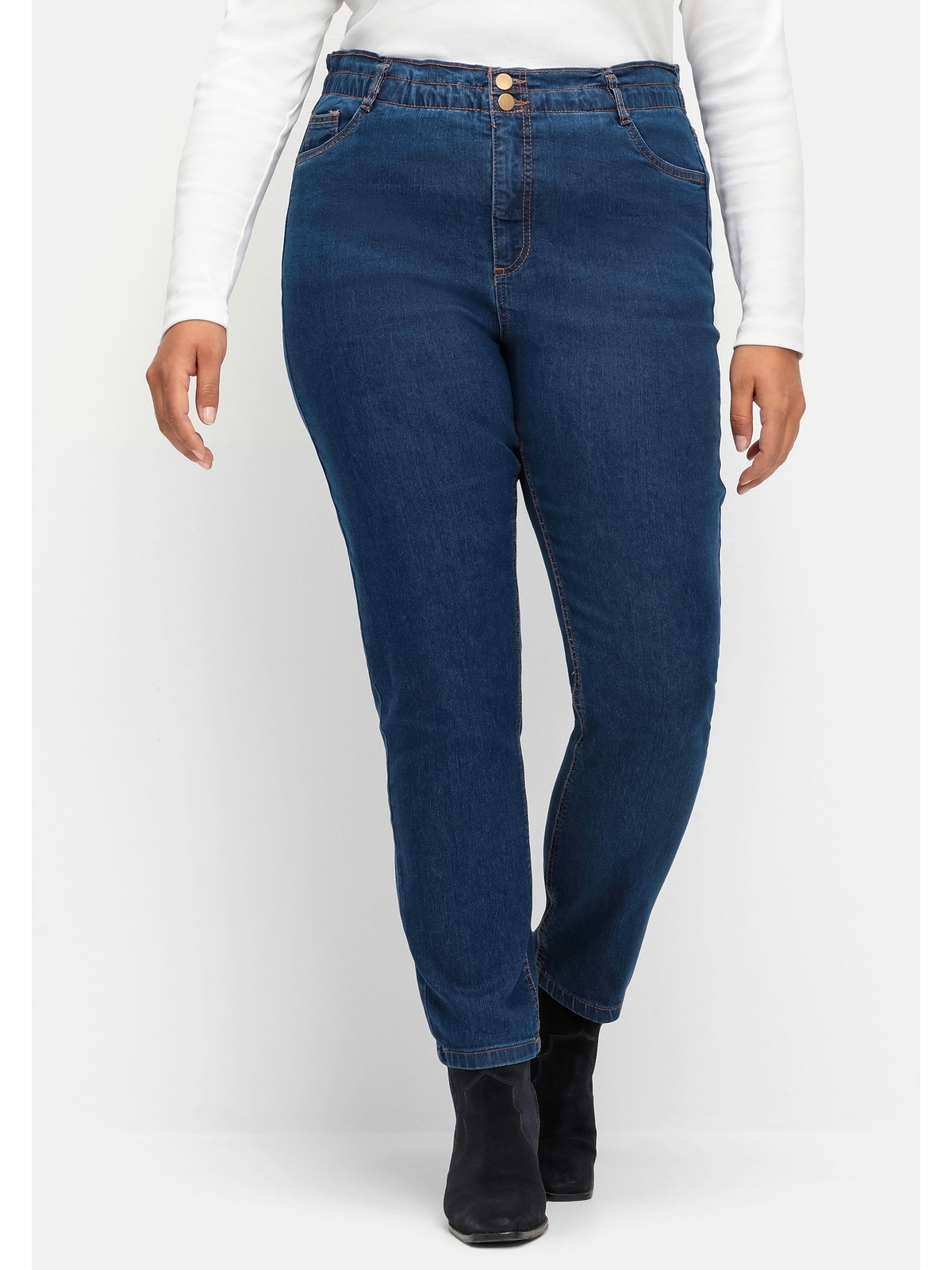 Sheego Gerade Jeans »Große Größen«, im extrahohen Paperbag-Schnitt für  bestellen | BAUR