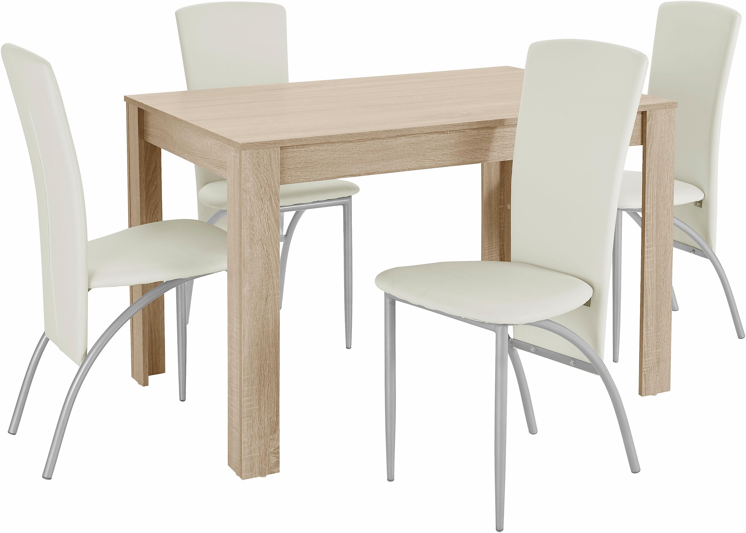 INOSIGN Essgruppe, (Set, 5 tlg.), Tischbreite 120 cm in eichefarben sägerau