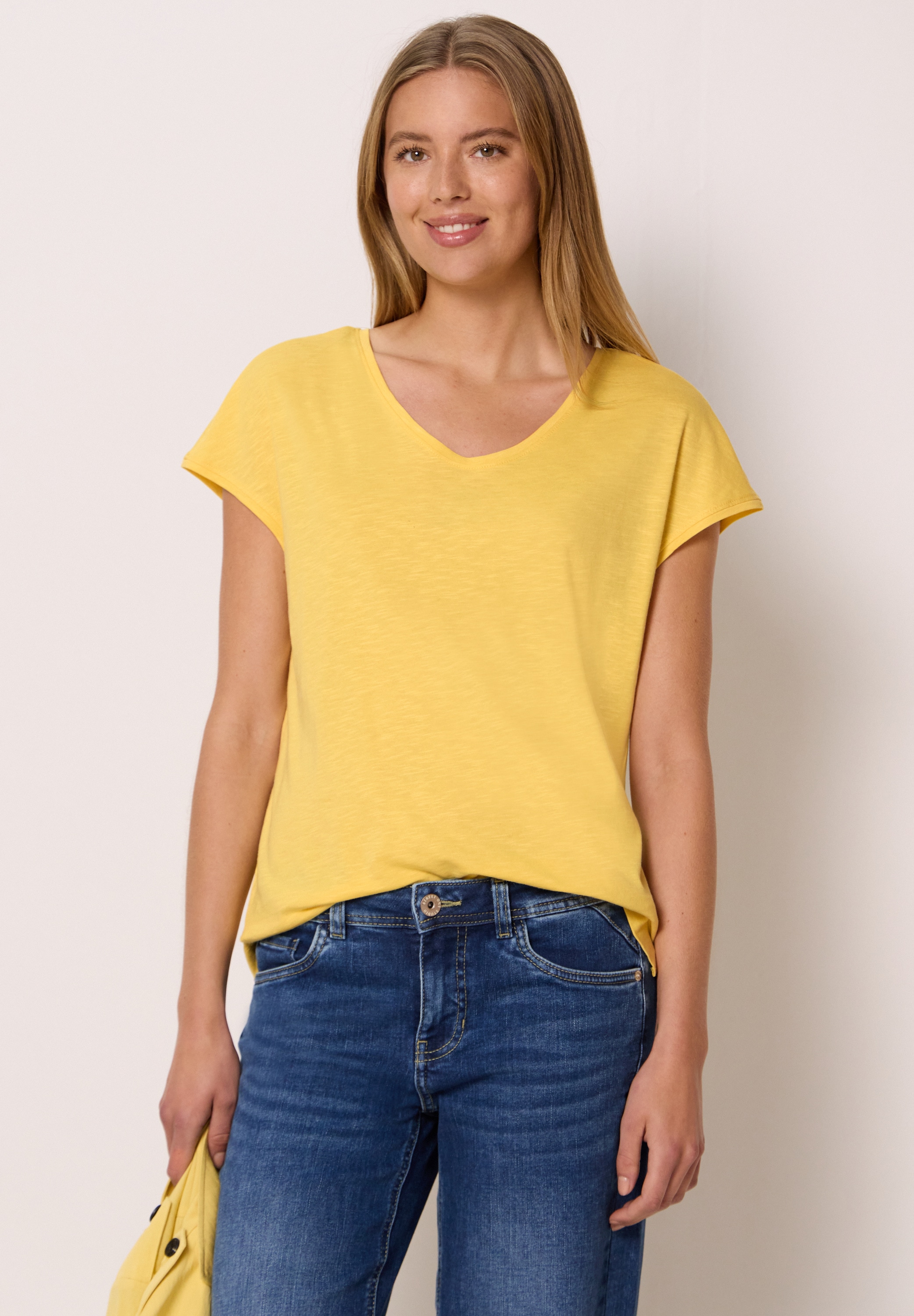 STREET ONE STUDIO V-Shirt im soften Baumwoll-Mix