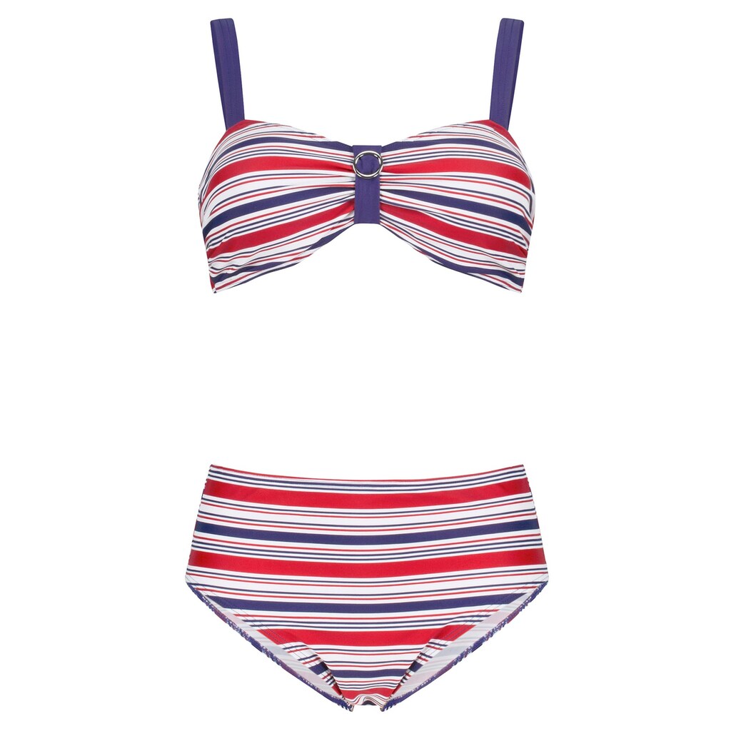Damenmode Damenbademode feel good Bustier-Bikini, (2 St.) gestreift-rot-marine