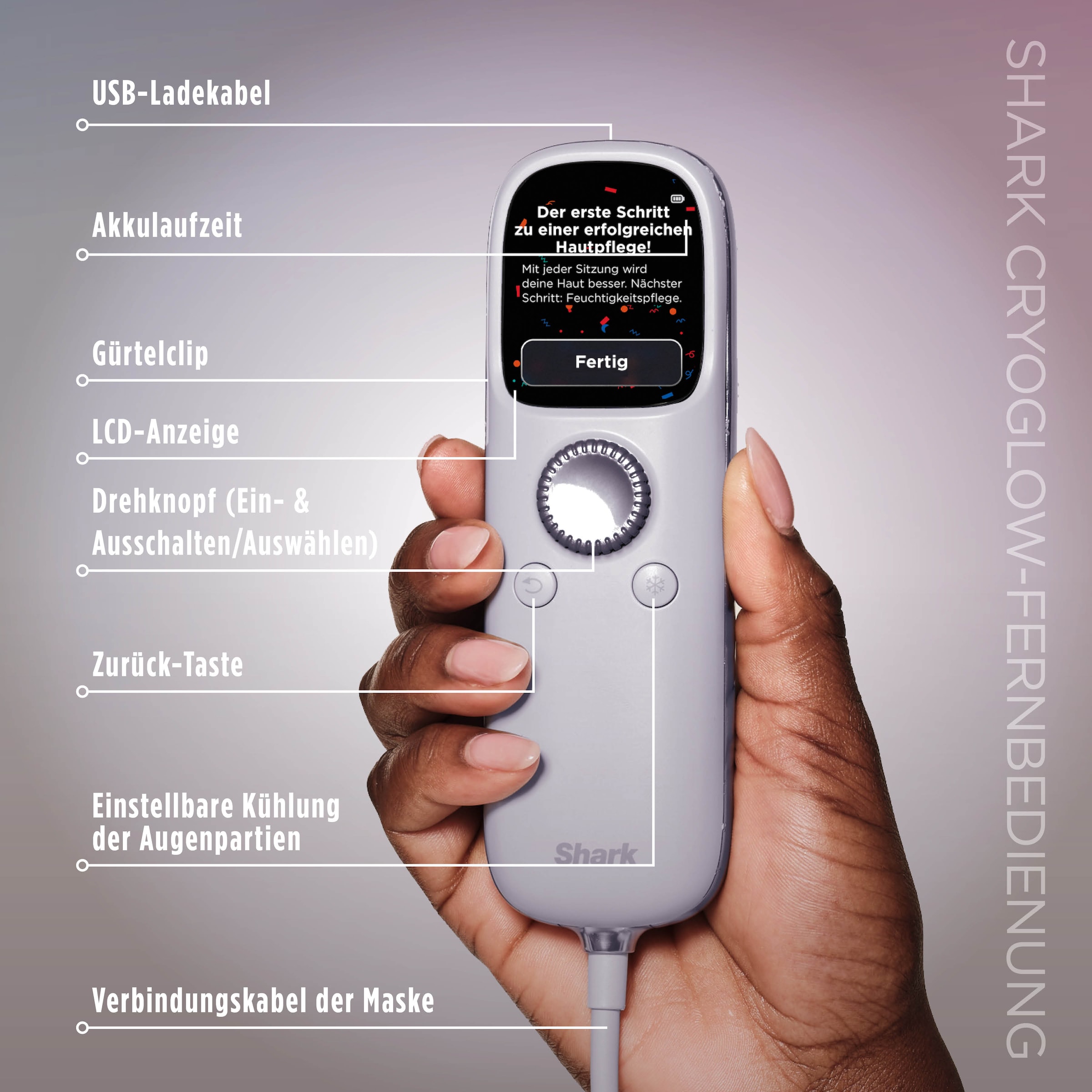 Shark LED-Gesichtsmaske »Shark CryoGlow LED-Maske + Kühlung der Augenpartie FW312EUPL« CryoGlow - unsere neue medizinisch zertifizierte Innovation