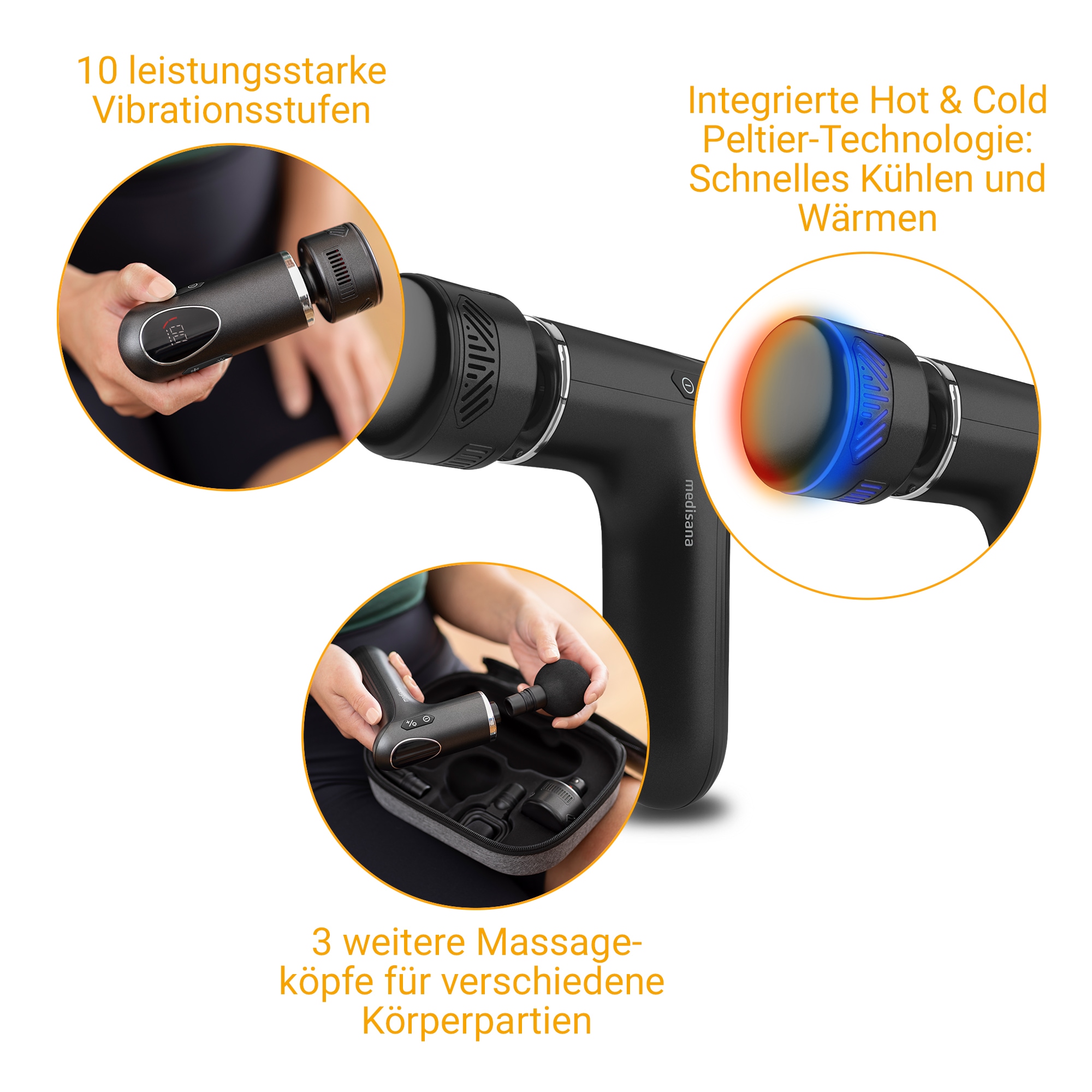 Medisana Massagepistole »MG 560«, (Set, 5 tlg.), Hot und Cold Funktion, regenerationsfördernd nach intensivem Training