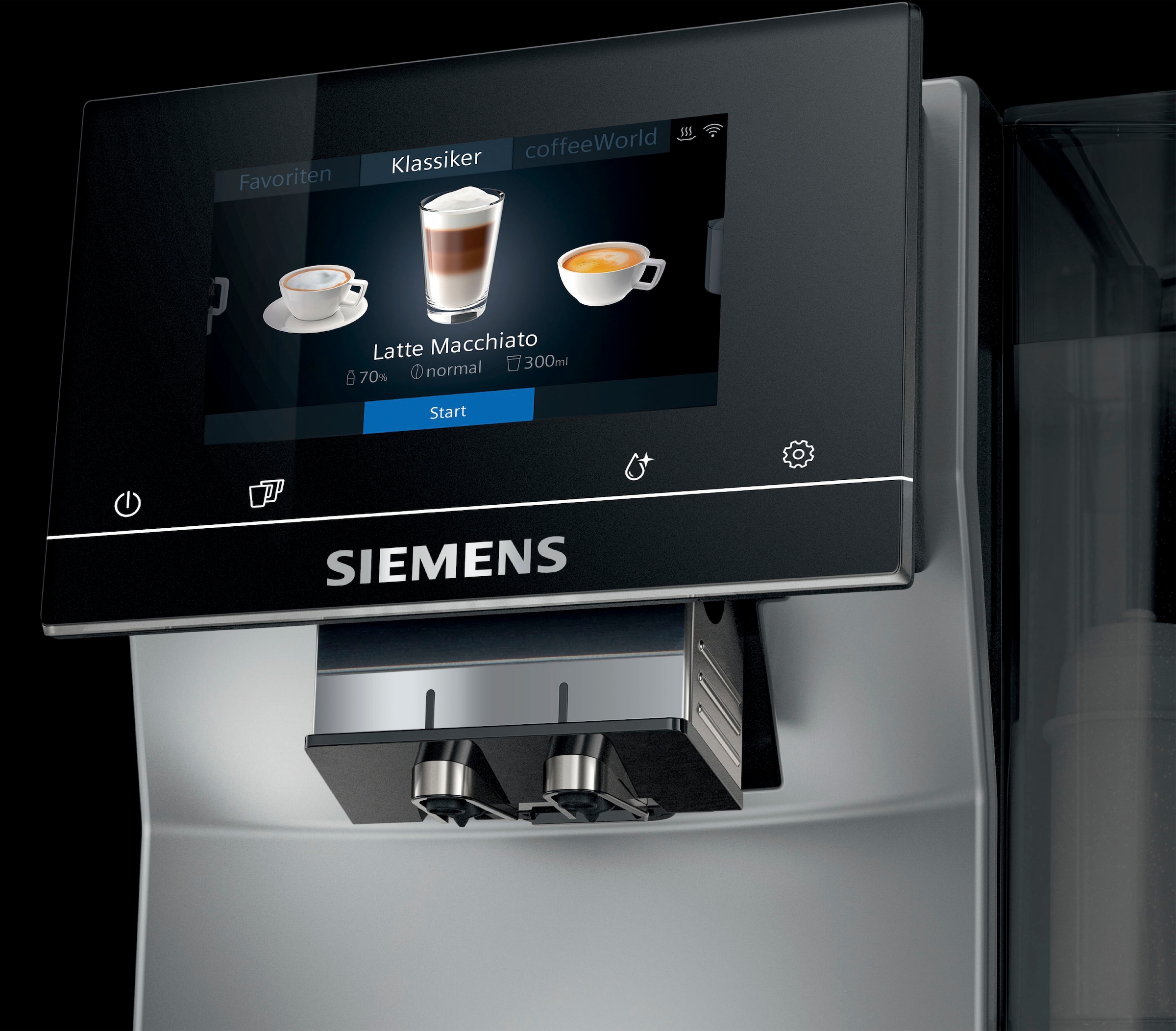 SIEMENS Kaffeevollautomat »EQ.700 Inox speicherbar, Raten Profile | silber Milchsystem-Reinigung BAUR -Display, metallic per TP705D47«, Full-Touch bis 10