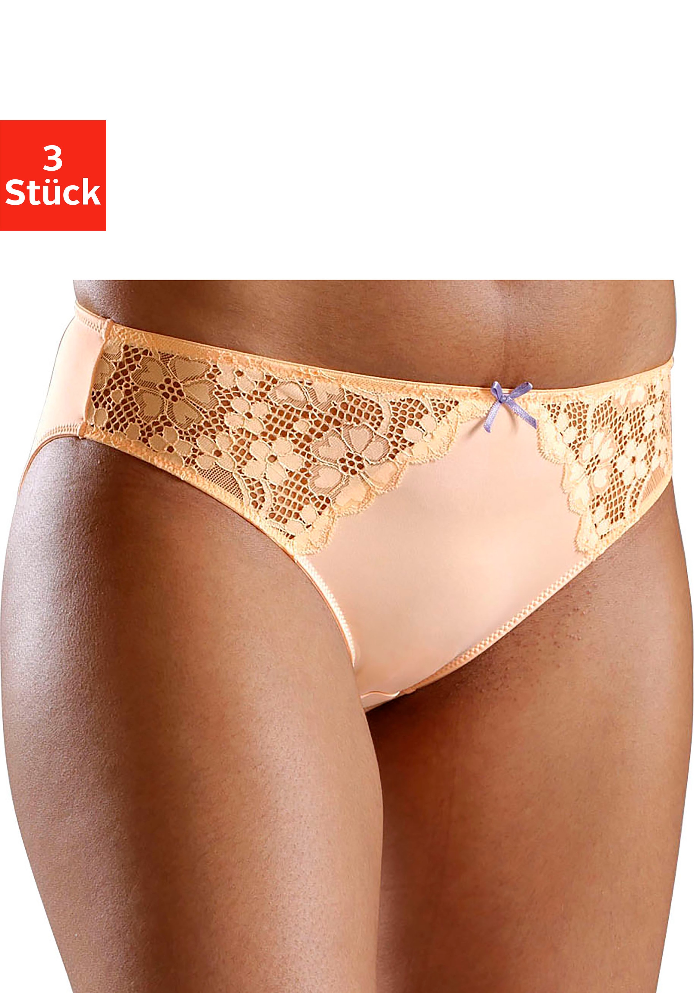 petite fleur by Lascana Slip Packung, 3 Stück, mit leicht transparenter Jacquardspitze an den Seiten