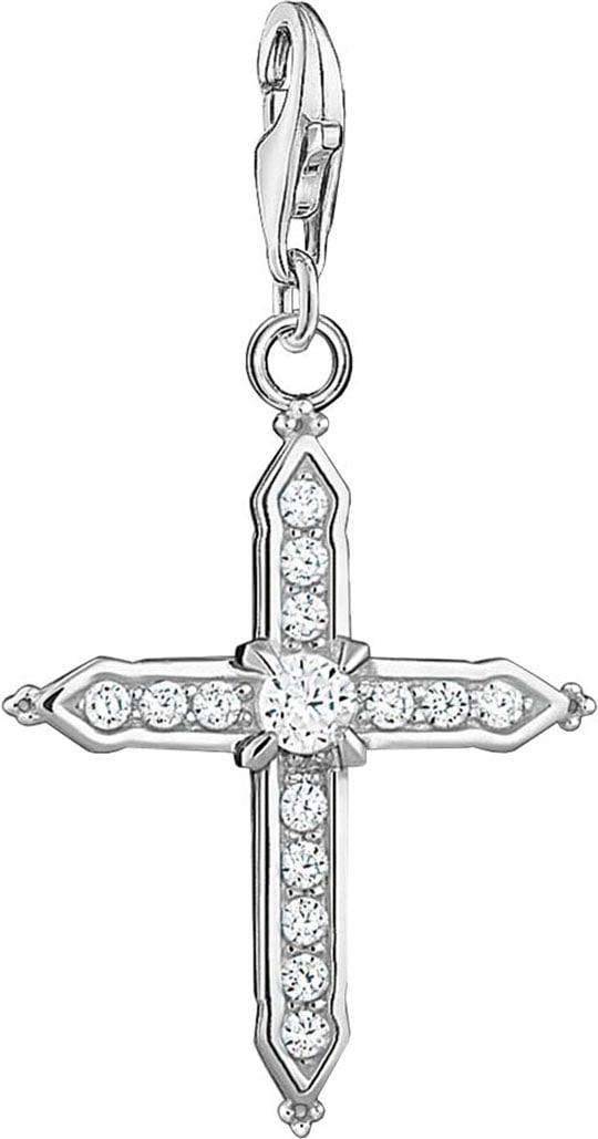 Charm-Einhänger »Charm-Anhänger Kreuz, 1732-051-14«, mit Zirkonia (synth.)