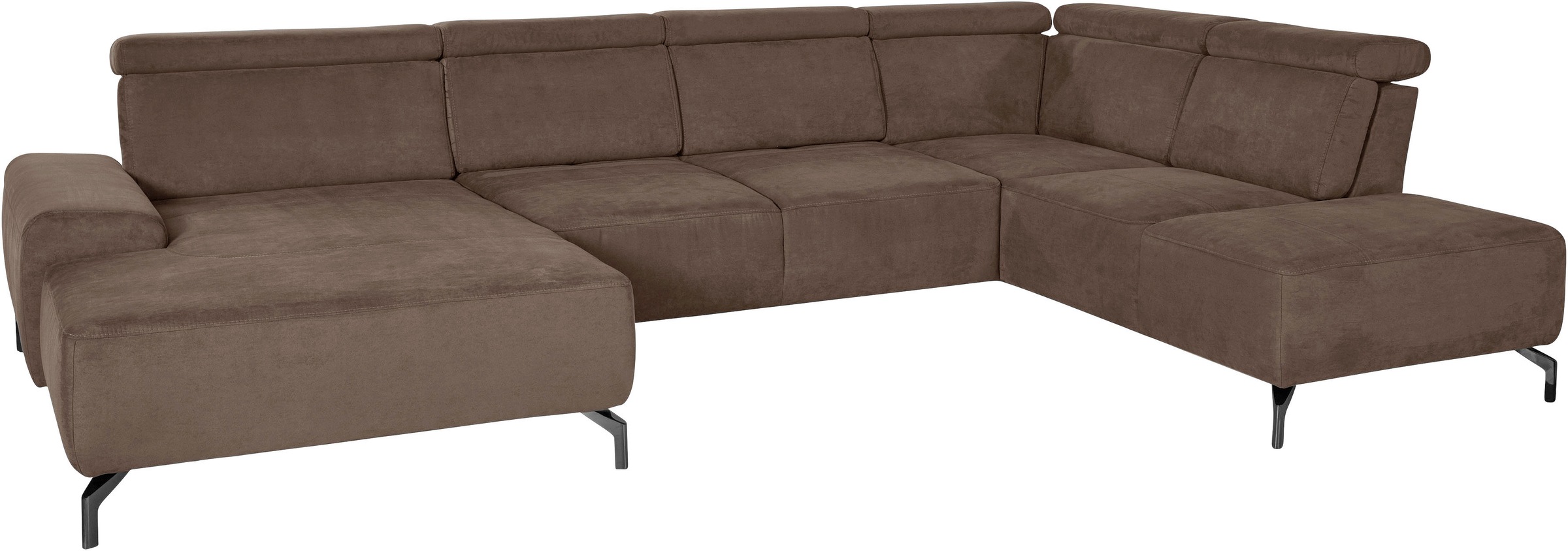 sit&more Wohnlandschaft "Gizeh U-Form" 15 cm Fußhöhe, inklusive Sitztiefenverstellung und Kopfteilverstellung