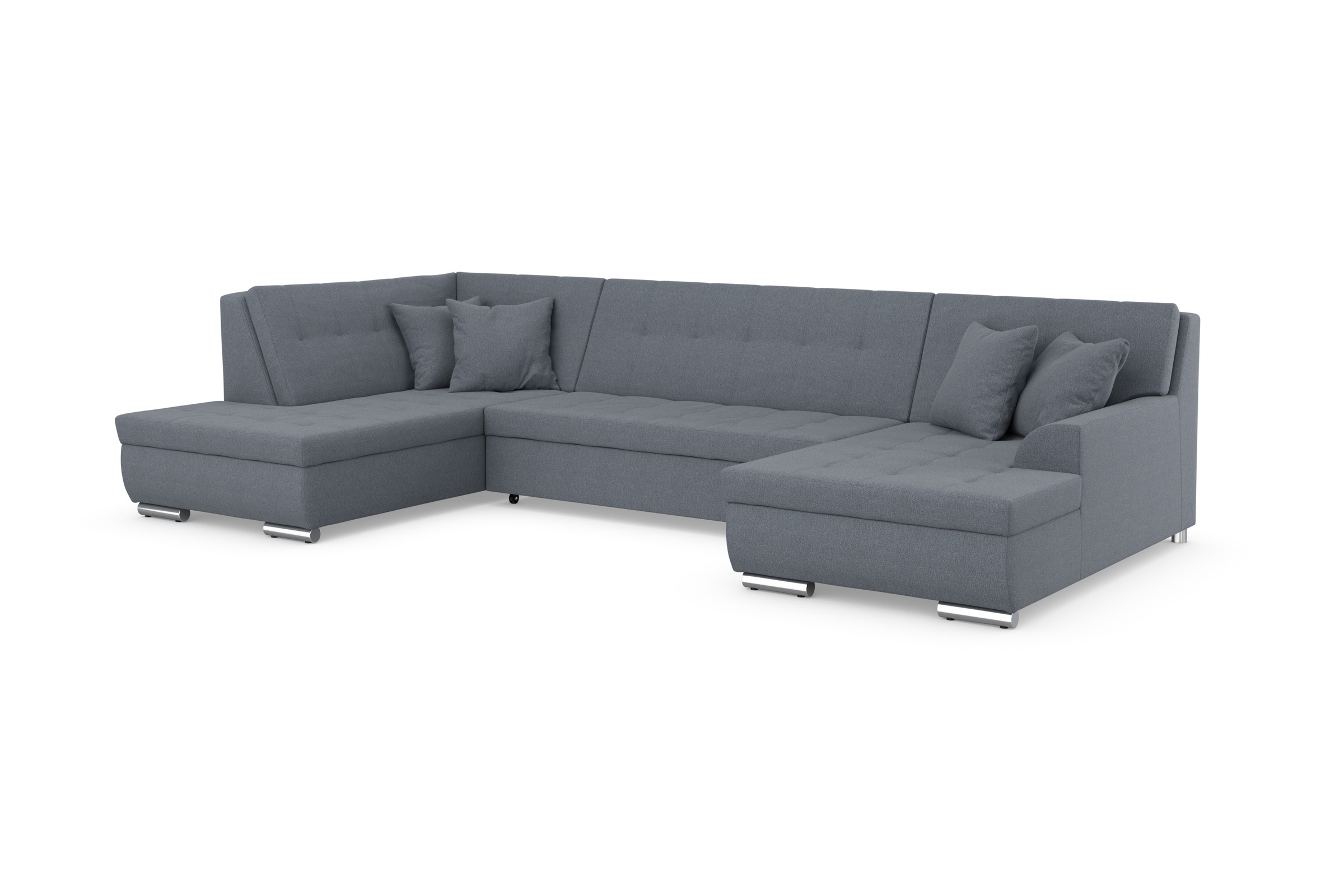 DOMO collection Wohnlandschaft »Treviso incl. Zierkissen, moderne Steppung, XXL: B/T/H: 364/201/83 cm«, wahlweise mit Bettfunktion, in vielen Bezugsarten auch in Cord U-Form
