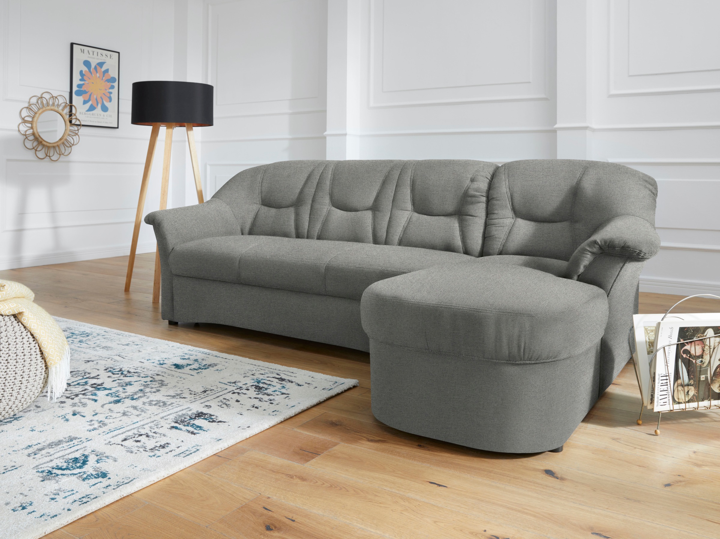 DOMO collection Ecksofa "SARAFINA 232x146 cm, auch mit Federkern für noch mehr Sitzkomfort" whlw. mit Bettfunktion, L-Form
