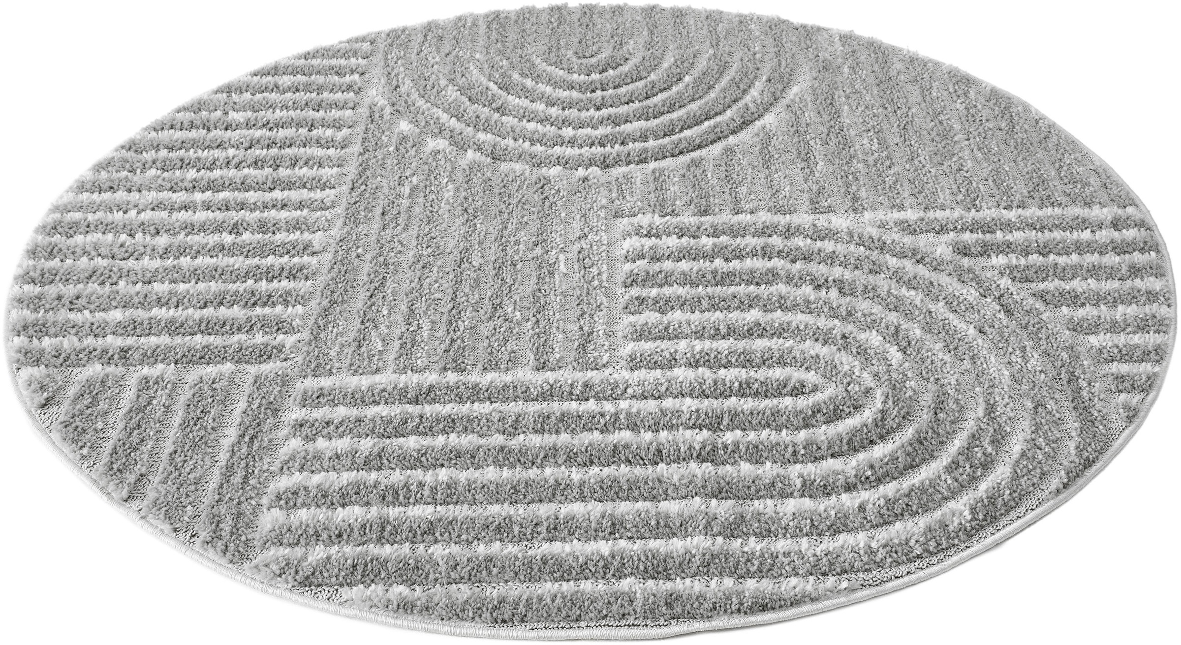 OTTO home Teppich »Jonne, Boho-Design, Scandi, Designteppich« rund 20 mm Höhe Hoch-Tief, 3D Optik, skandinavischer Stil, Wohnzimmer, Schlafzimmer