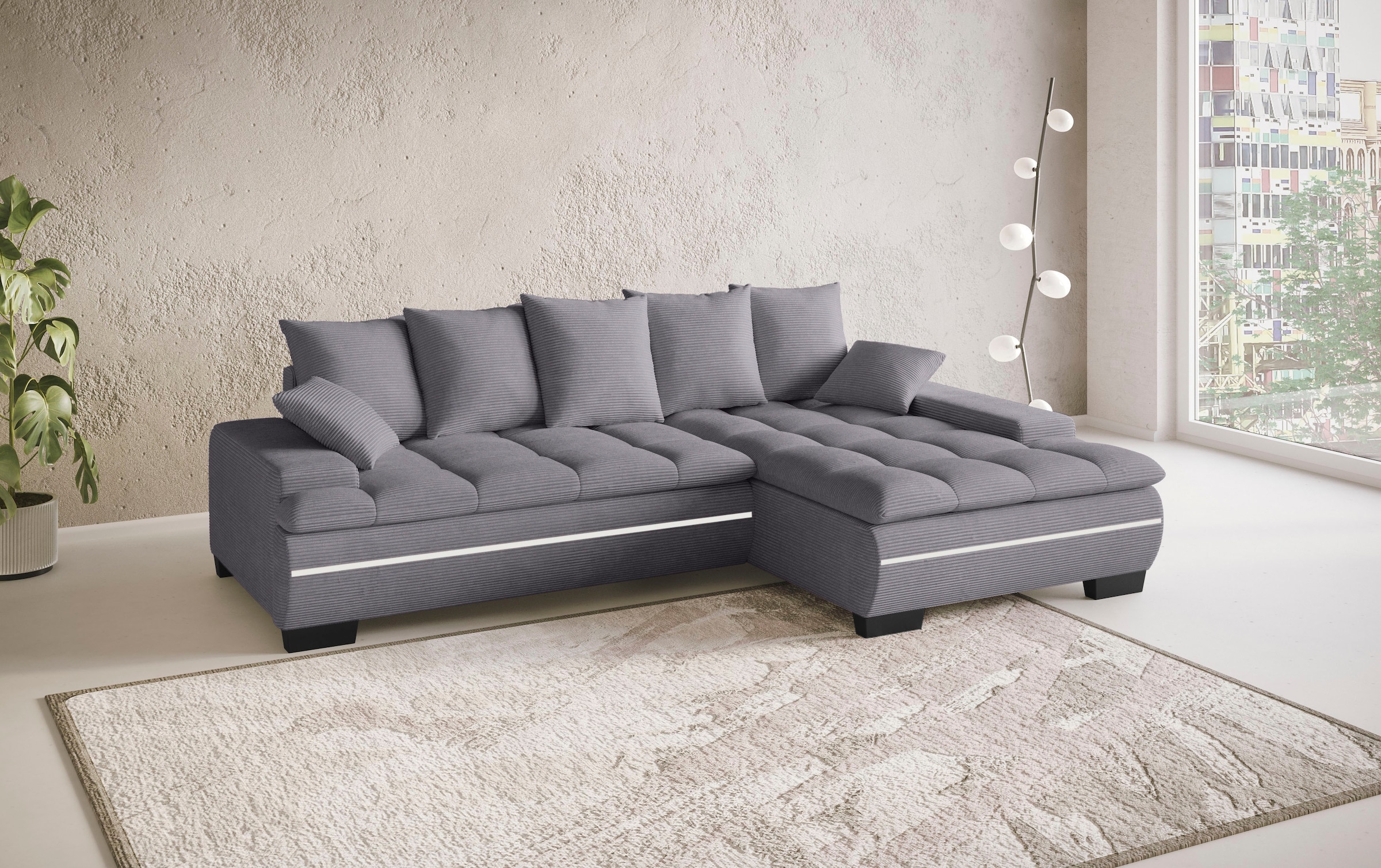 Mr. Couch Ecksofa »Haiti II, L-Form«, RGB-LED Beleuchtung, wahlweise mit Kaltschaum, Bett, Bettkasten