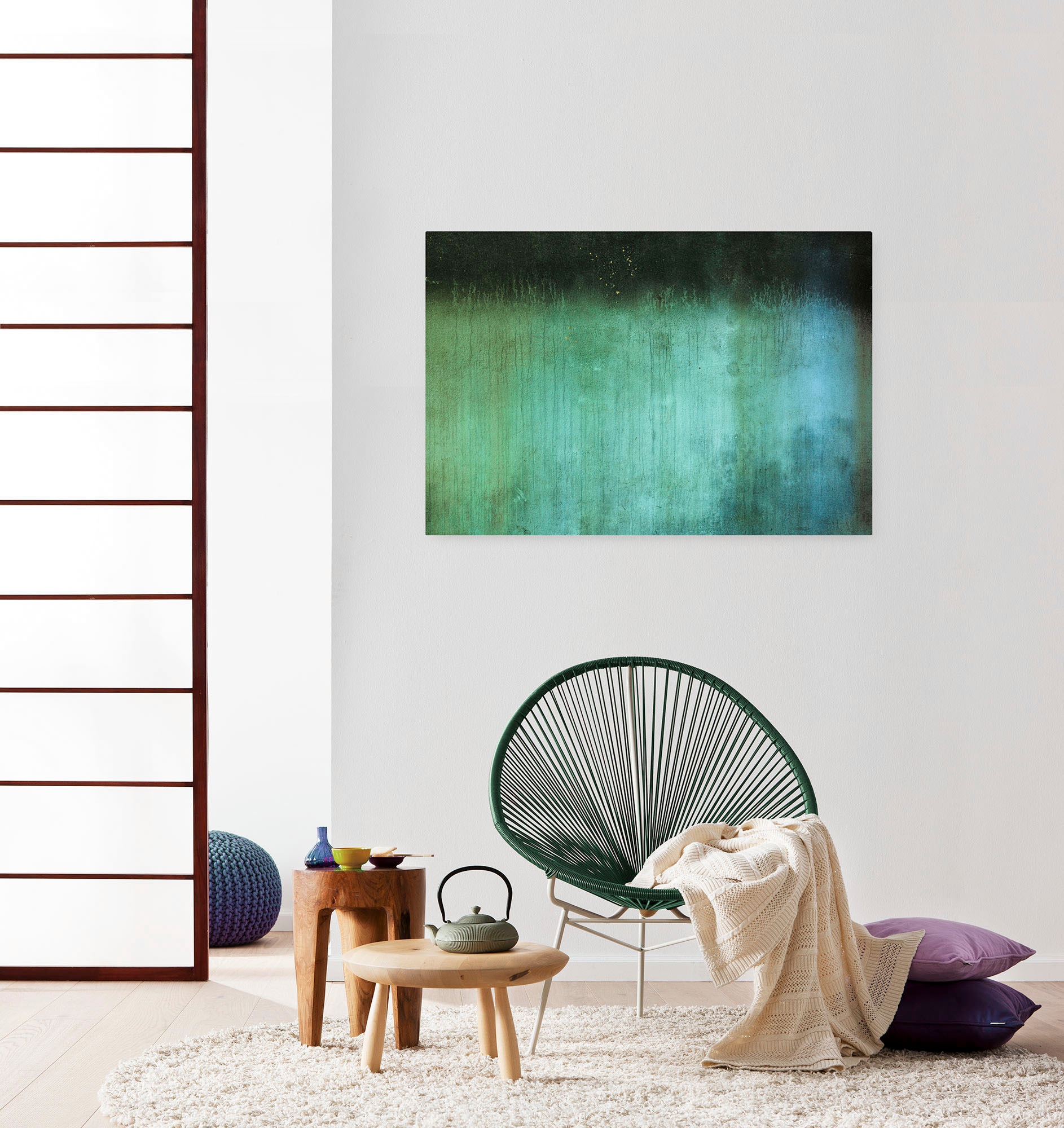 Komar Leinwandbild "Tapete XVI - Größe 90 x 60 cm" Baum  Berge  Blumen  Blä günstig online kaufen