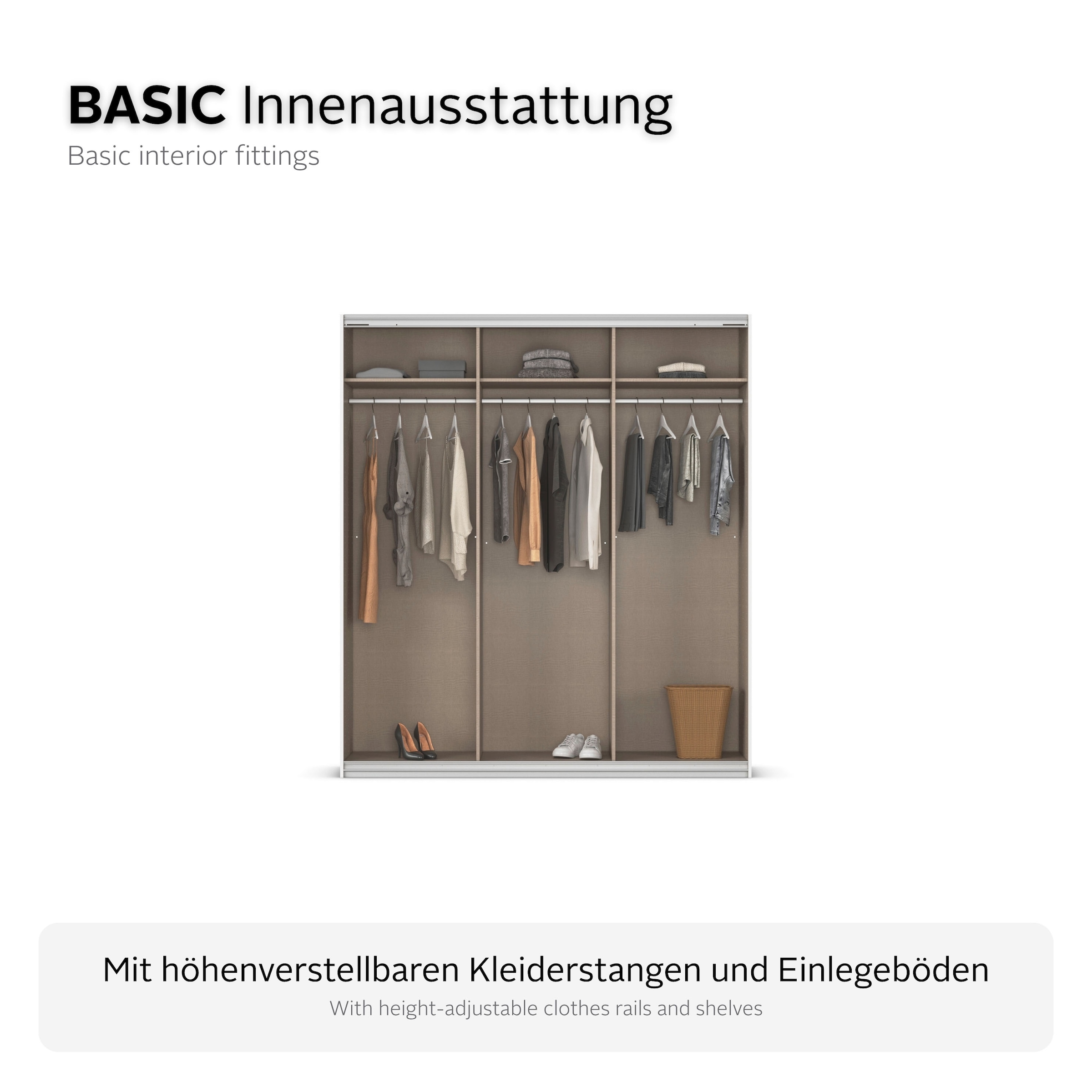 rauch Schwebetürenschrank »Kleiderschrank Schrank Garderobe Ankleide TOPSELLER OTELI« 3 Ausstattungen BASIC/CLASSIC/PREMIUM (inkl. SOFT-CLOSE-FUNKTION),  Breiten 203/271/315/360 cm Höhen 210/229 cm MADE IN GERMANY