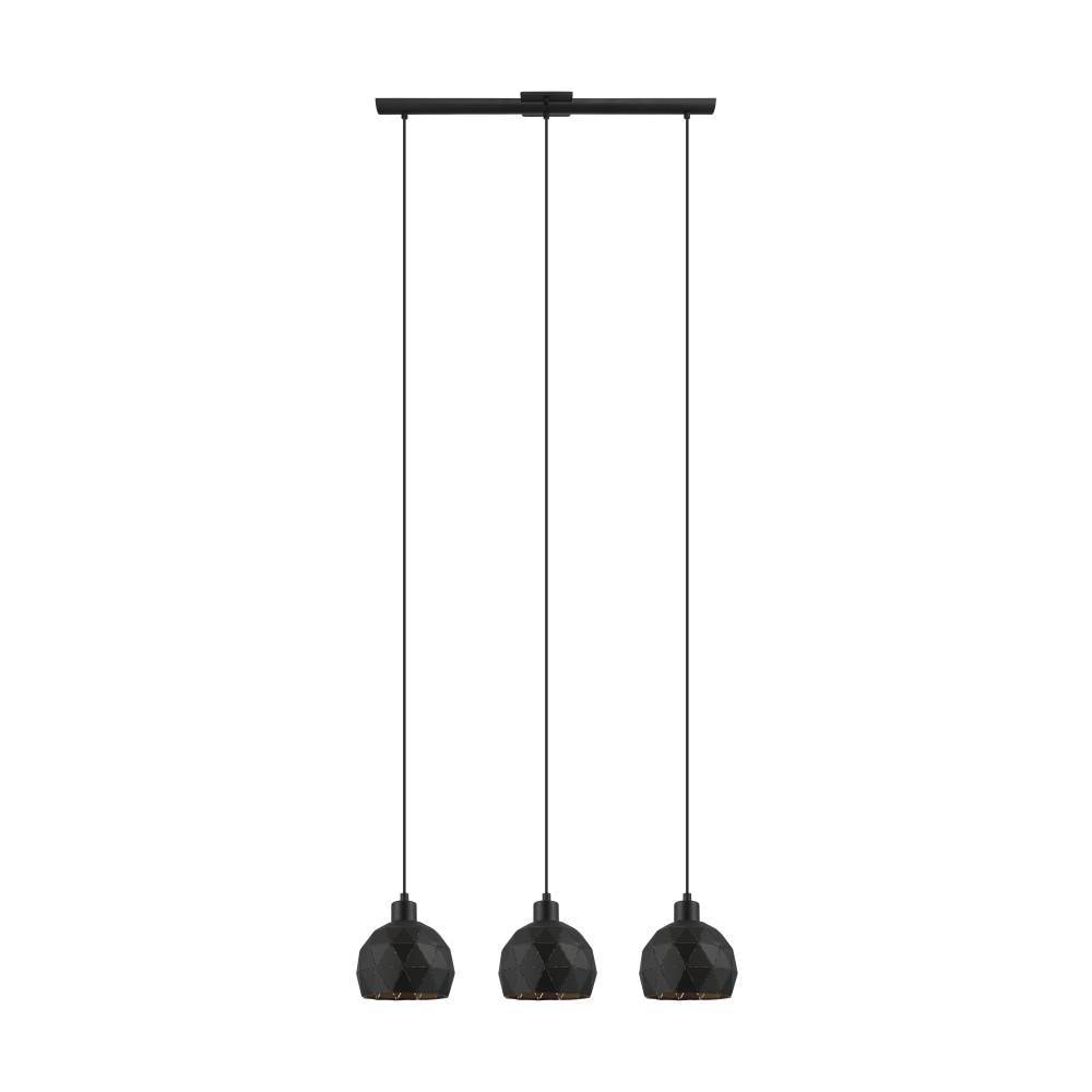 EGLO Hängeleuchte »ROCCAFORTE Pendellampe, Stahl, E27, IP20, Esszimmerlampe, Hängelampe«, 3 flammig, Leuchtmittel E14 | ohne Leuchtmittel, Hängeleuchte - L75 x B17 x H110 cm - schwarz, gold - 3X40W exkl.