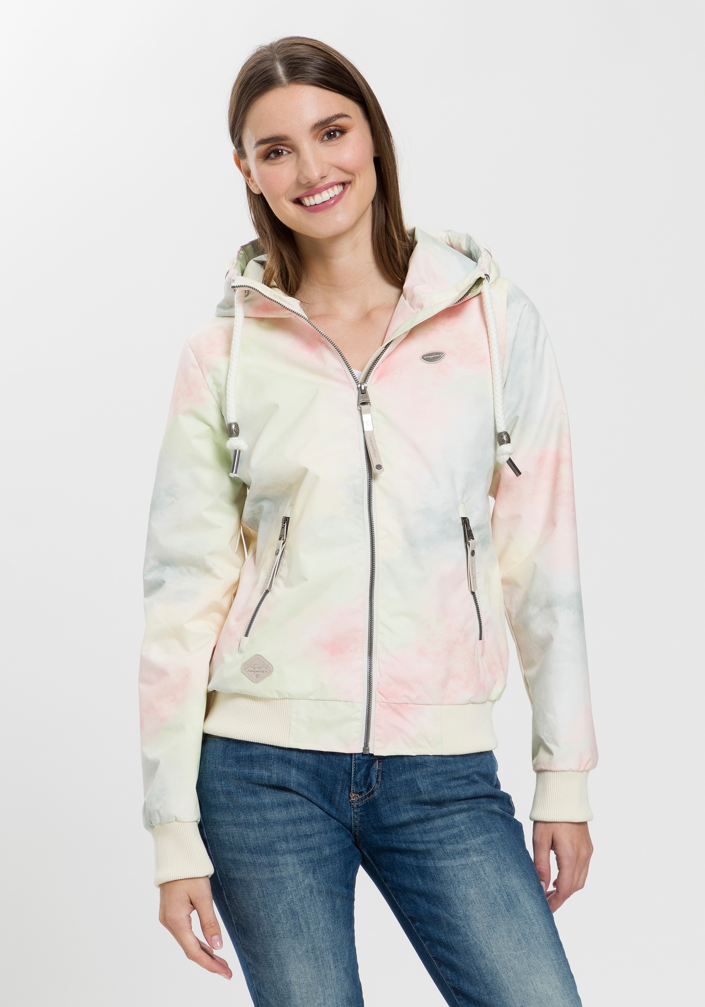 BAUR Design »NUGGIE Übergangsjacke Batik-All bestellen mit OMBRE Funktionsjacke O«, für Kapuze, Over-Print | pastell-farbigem Ragwear im