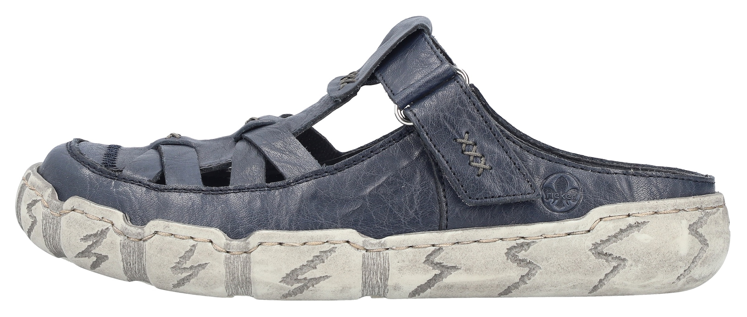 Rieker Clog  Sabot, Sommerschuh, Schlappen, Hausschuh mit Ziernähten