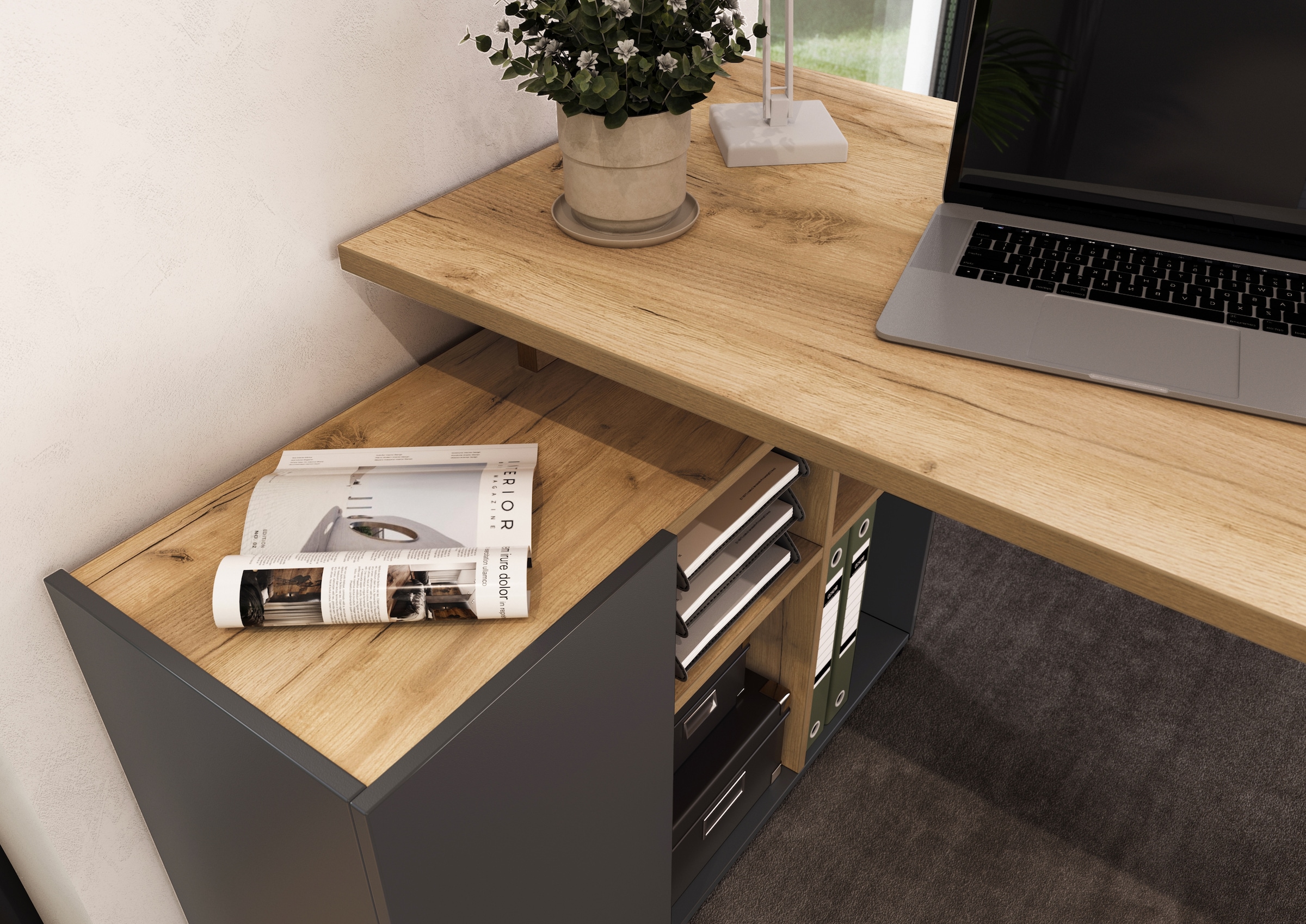 GERMANIA Eckschreibtisch »Adrano«, (1 St.), mit integriertem Sideboard