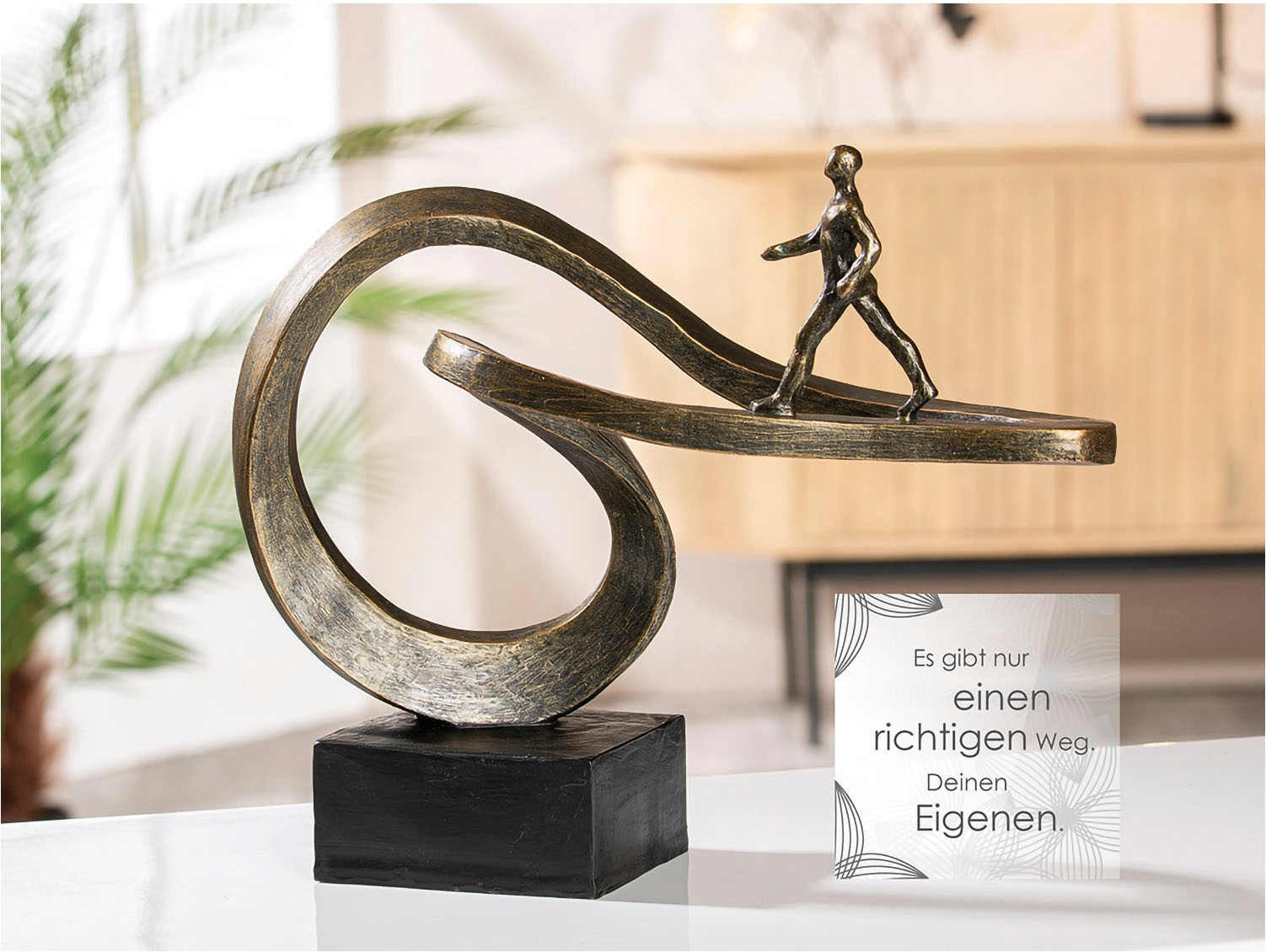 Casablanca by Gilde Dekofigur "Skulptur "Path"" Bronzefarben mit Antikfinish, auf Basis