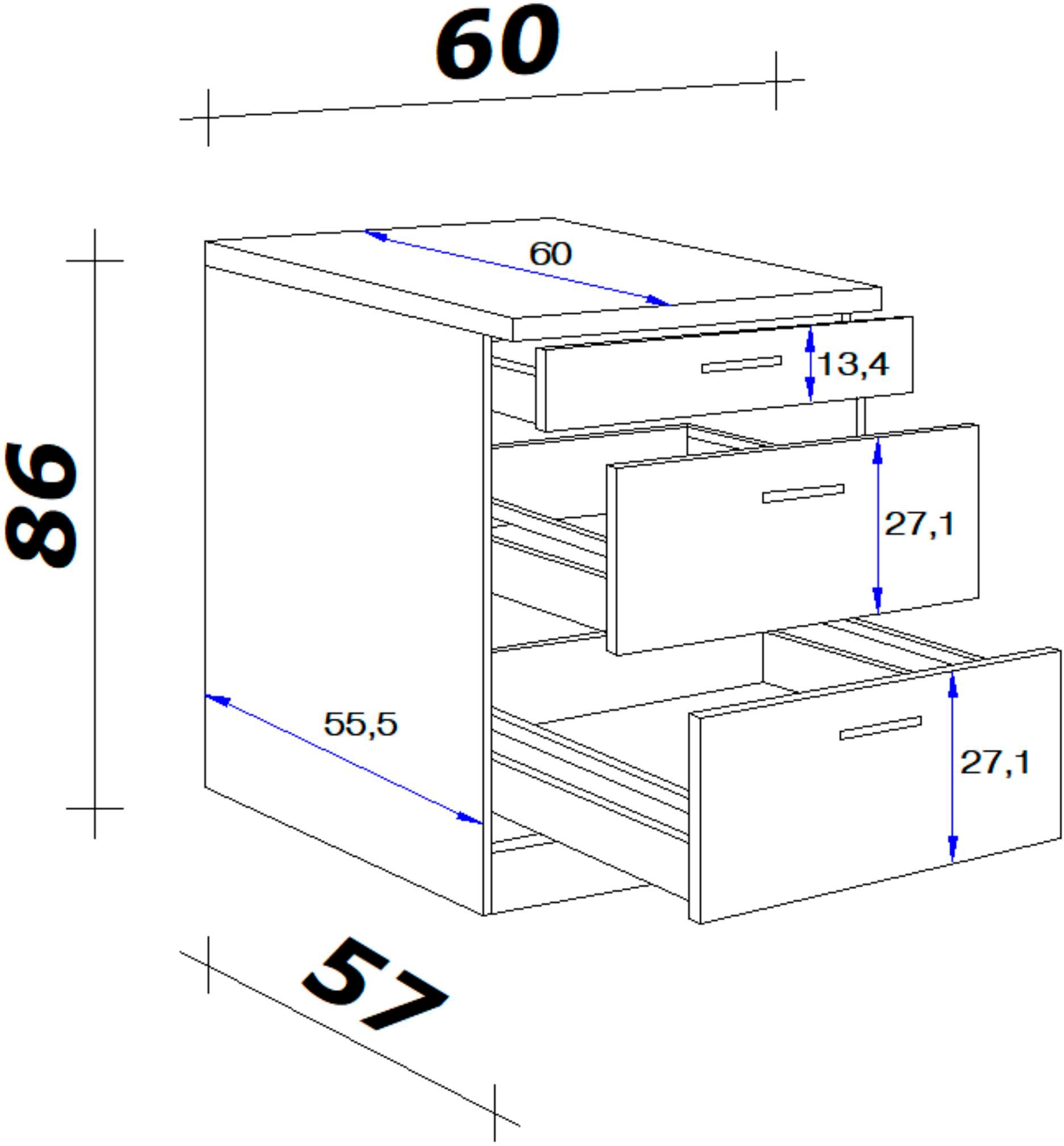 85/86 praktischen Unterschrank BAUR x Auszügen (B x x x »Florenz«, T) Flex-Well | H 60 mit cm, 60 bestellen