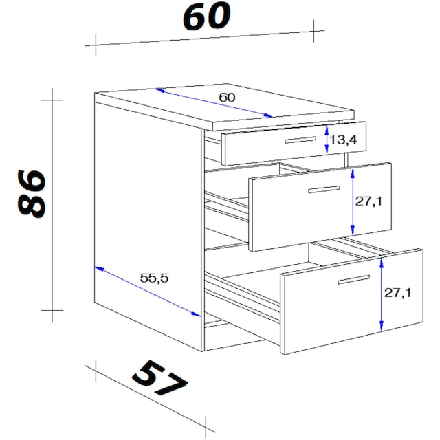 Flex-Well Unterschrank »Florenz«, (B x H x T) 60 x 85/86 x 60 cm, mit  praktischen Auszügen bestellen | BAUR