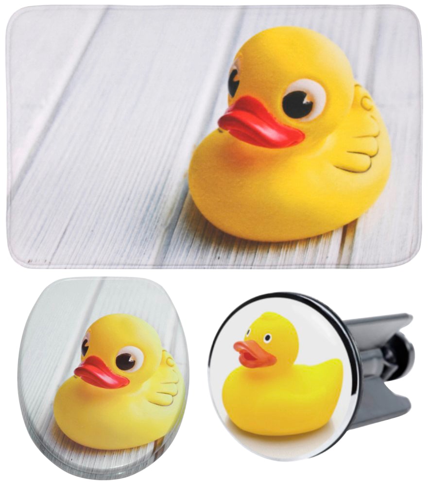 Sanilo Badaccessoire-Set "Ente" bestehend aus WC-Sitz, Badteppich und Wasch günstig online kaufen