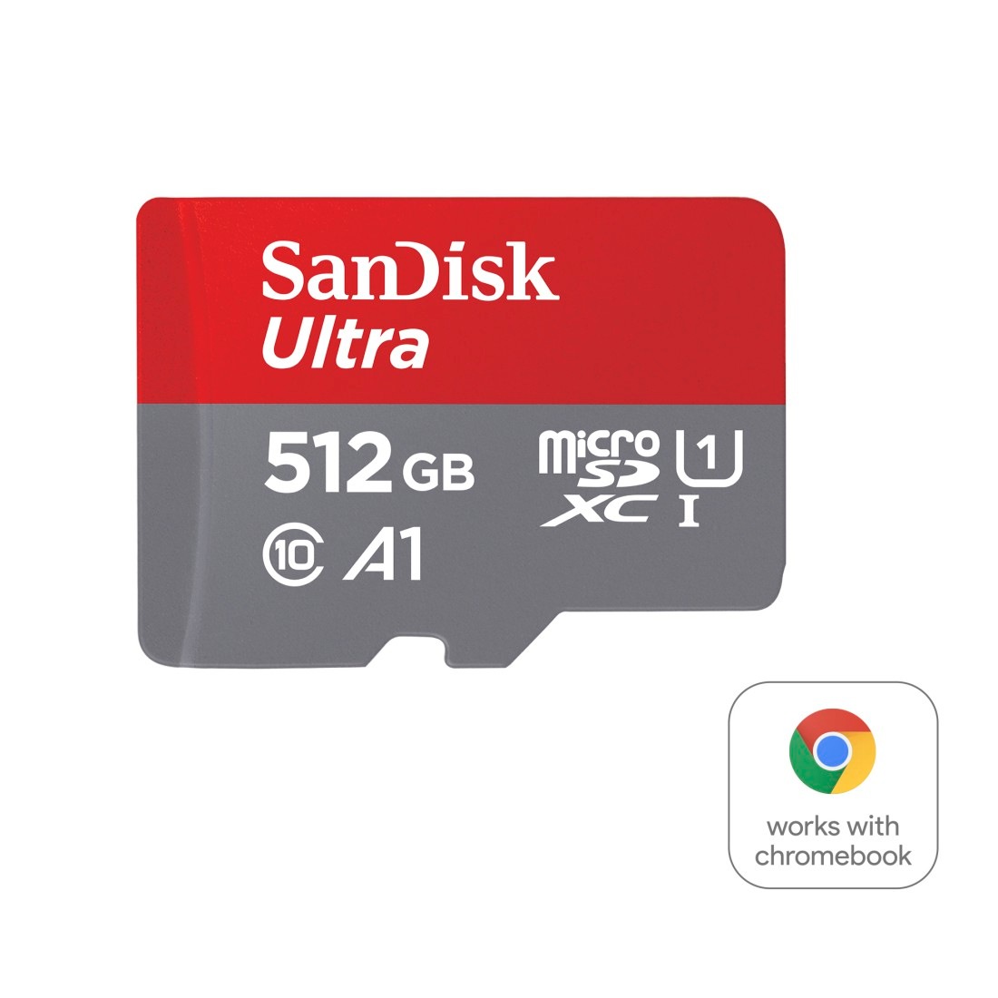 SANDISK Speicherkarte "microSDXC Ultra, + SD-Adapter für Chromebooks", 512 GB, grau, Speicherkarten