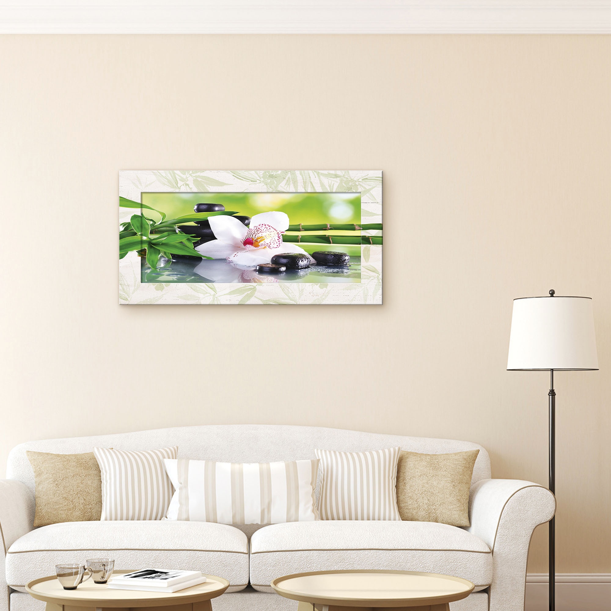 Artland Wandbild »Spa Steine Bambus Zweige Orchidee«, Zen, (1 St.), 3D Optik gebogen