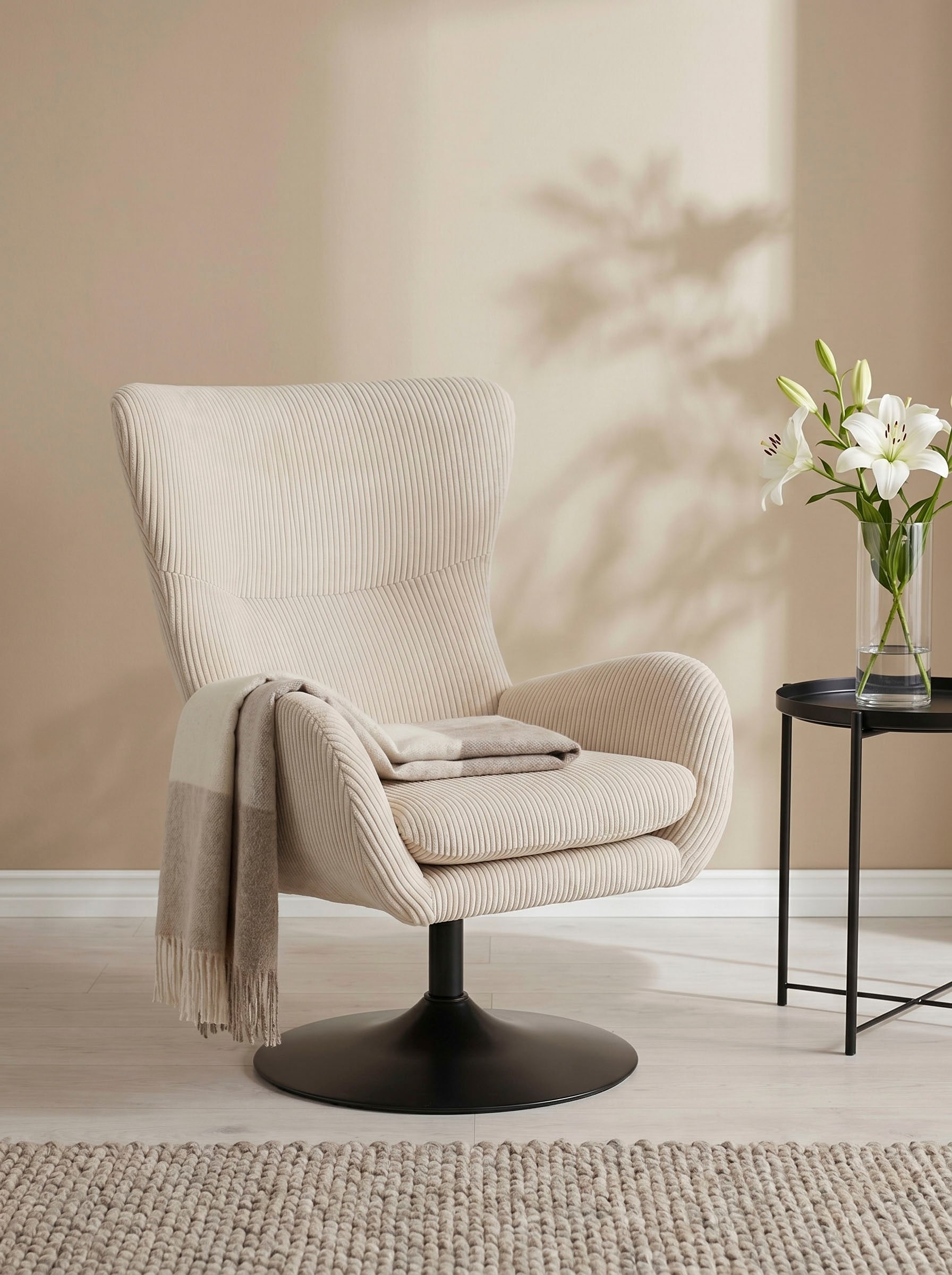 HELA Loungesessel »SAMOS« 1 Stk. tlg. Sessel;drehbar;Trompetengestell;Microfaser Breitcord;Armlehnen
