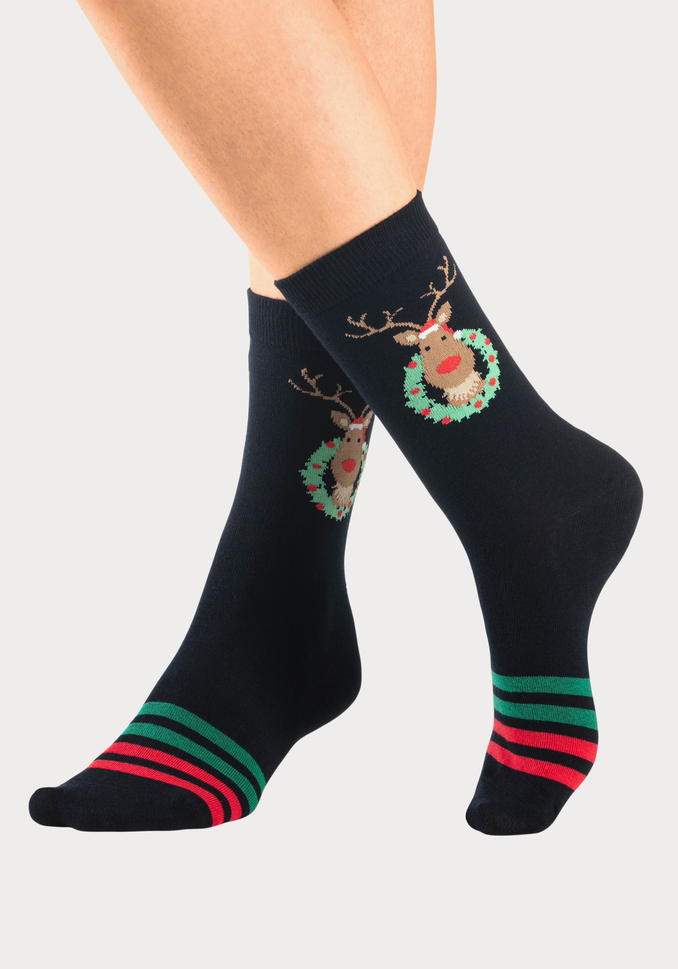 H.I.S Basicsocken, (Packung, 3 Paar), mit weihnachtlichen Motiven