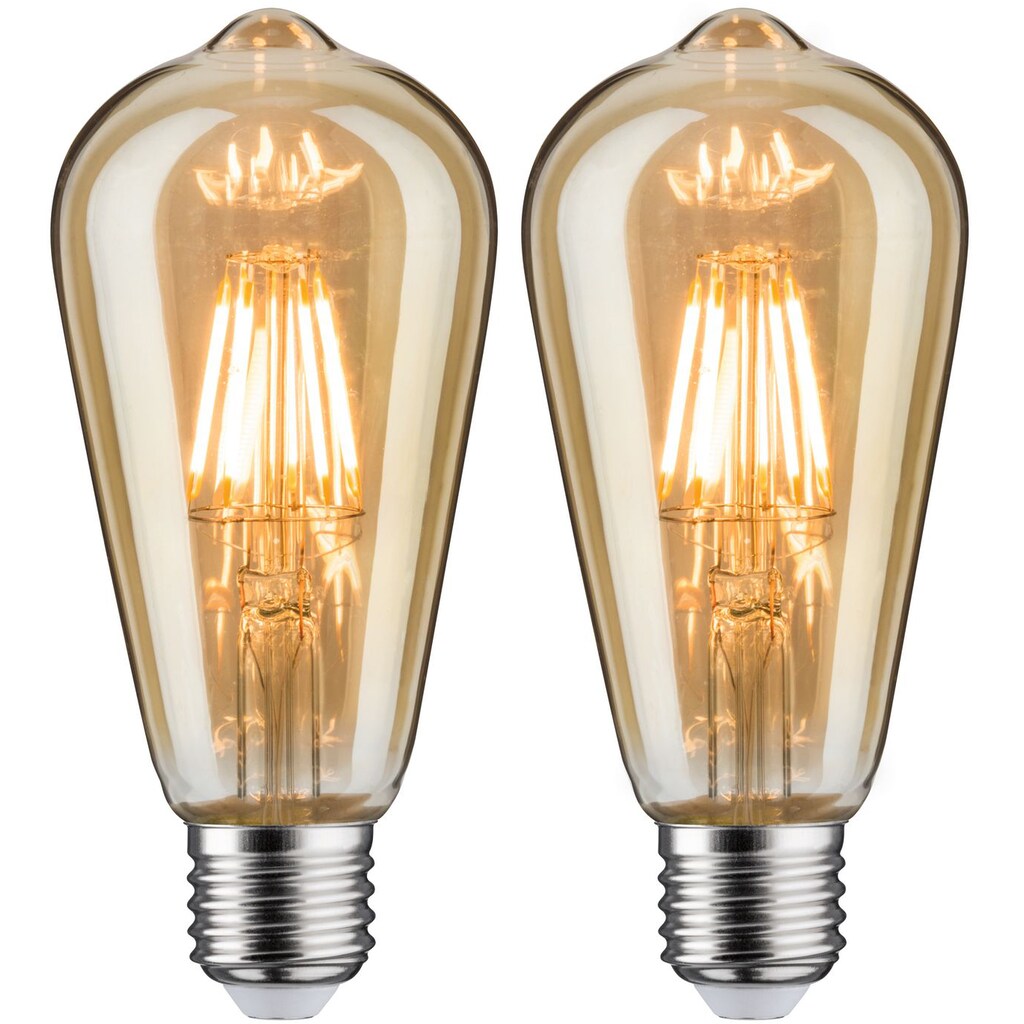 Paulmann LED-Leuchtmittel »Bundle ST64 gold 2x 6,5 W«, E27, 2 St., Extra-Warmweiß