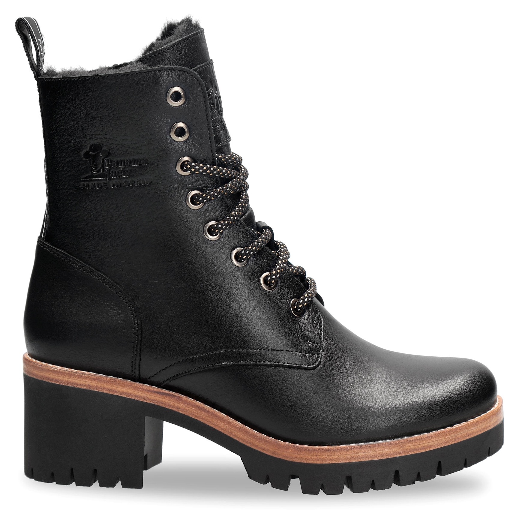 Panama Jack Winterstiefelette »Padma«, Schnürstiefelette, Blockabsatz, Profilsohle, mit Anziehlasche