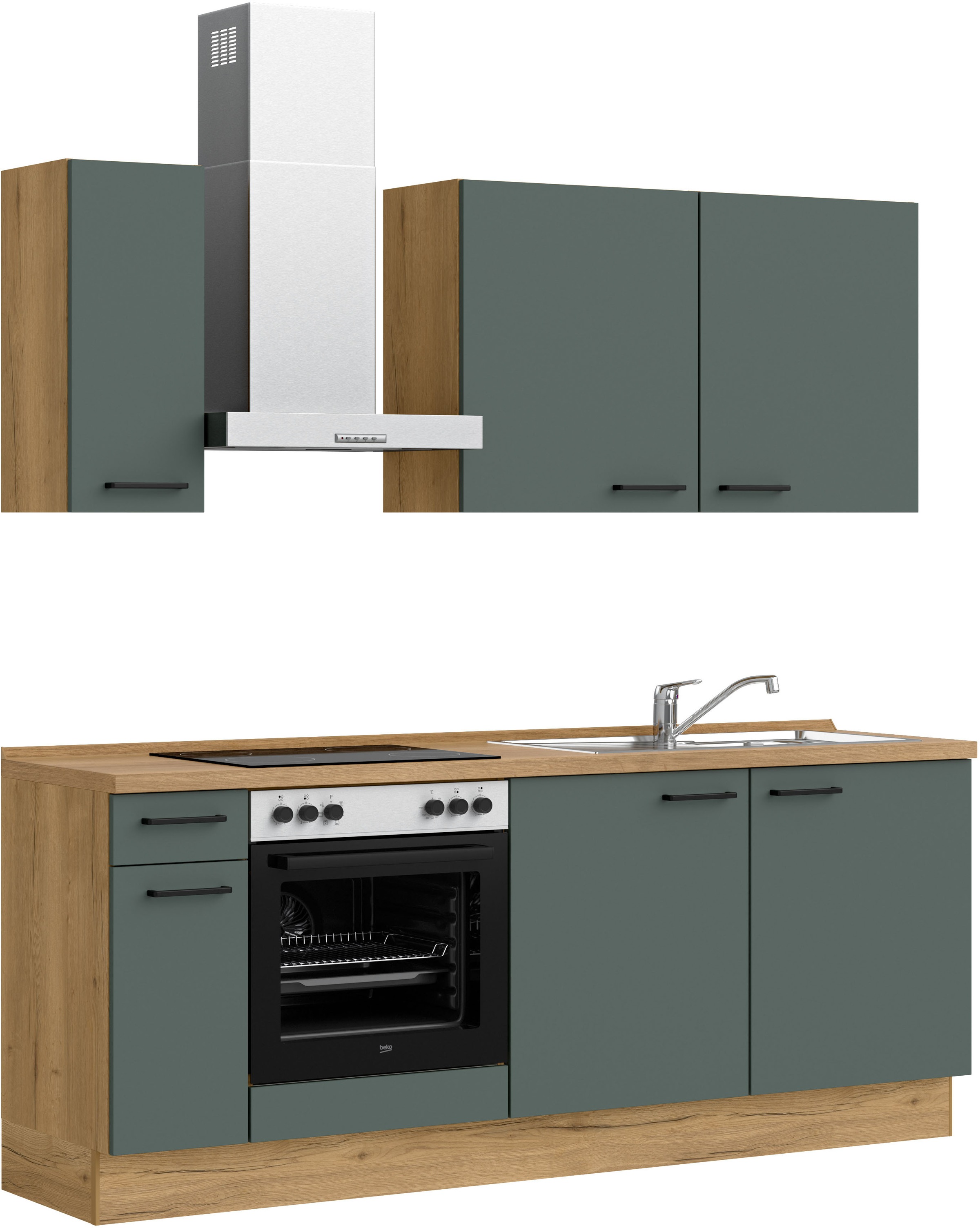 nobilia® Küchenzeile »"Easytouch I"« vormontiert, Ausrichtung wählbar, Breite 210 cm, wahlw. mit E-Geräten