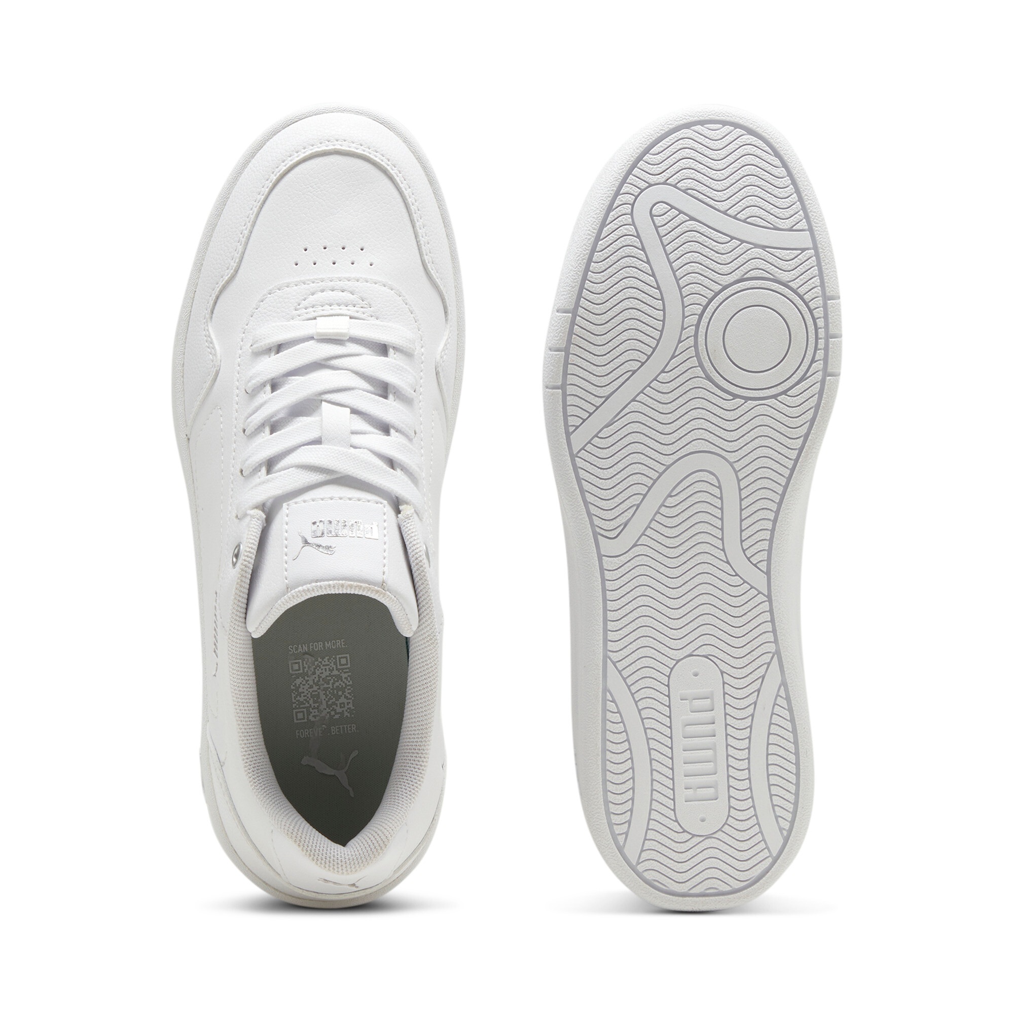 Sneaker PUMA "COURT CLASSY", Damen, Gr. 41, weiß (puma weiß, puma silber), Synthetik, Schuhe Sneaker, mit Schnürung, Gummilaufsohle mit leichtem Profil 5