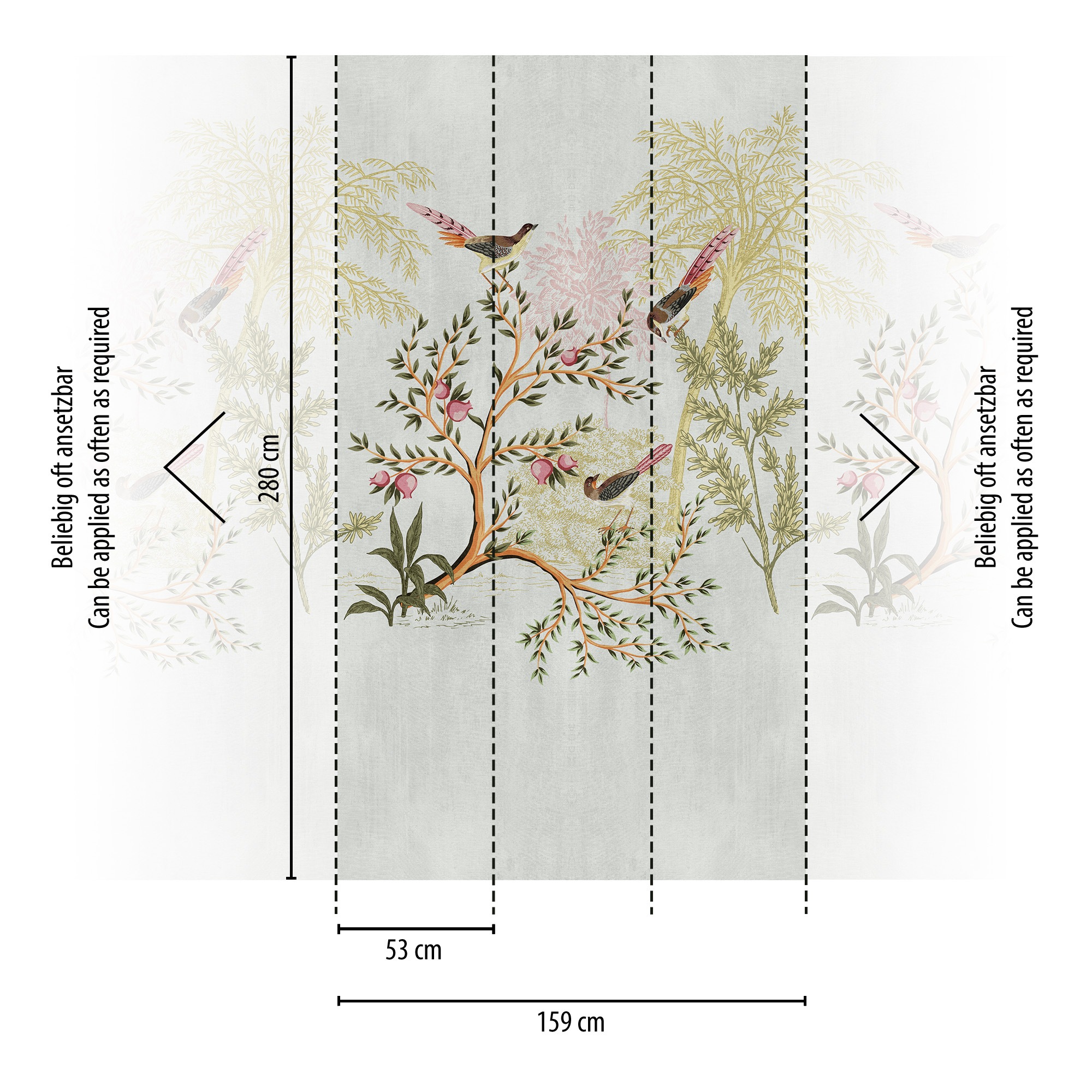 living walls Fototapete »THE WALL III Vogel Tapete Motivtapete Tiere Vögel«, matt, Vliestapete floral für Schlafzimmer Küche Wohnzimmer Vogel Design Flur