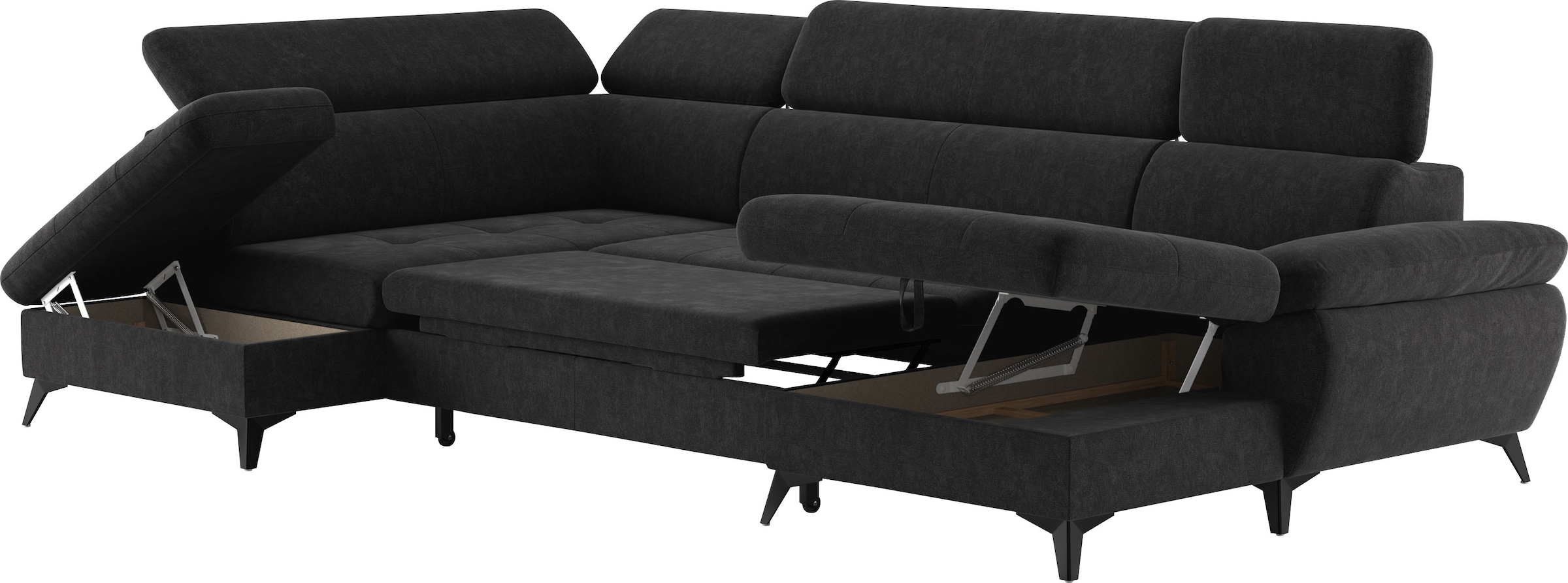 COTTA Wohnlandschaft »Hudson U-Form«, mit Kopfteilverstellung, wahlweise mit Bettfunktion & Bettkasten