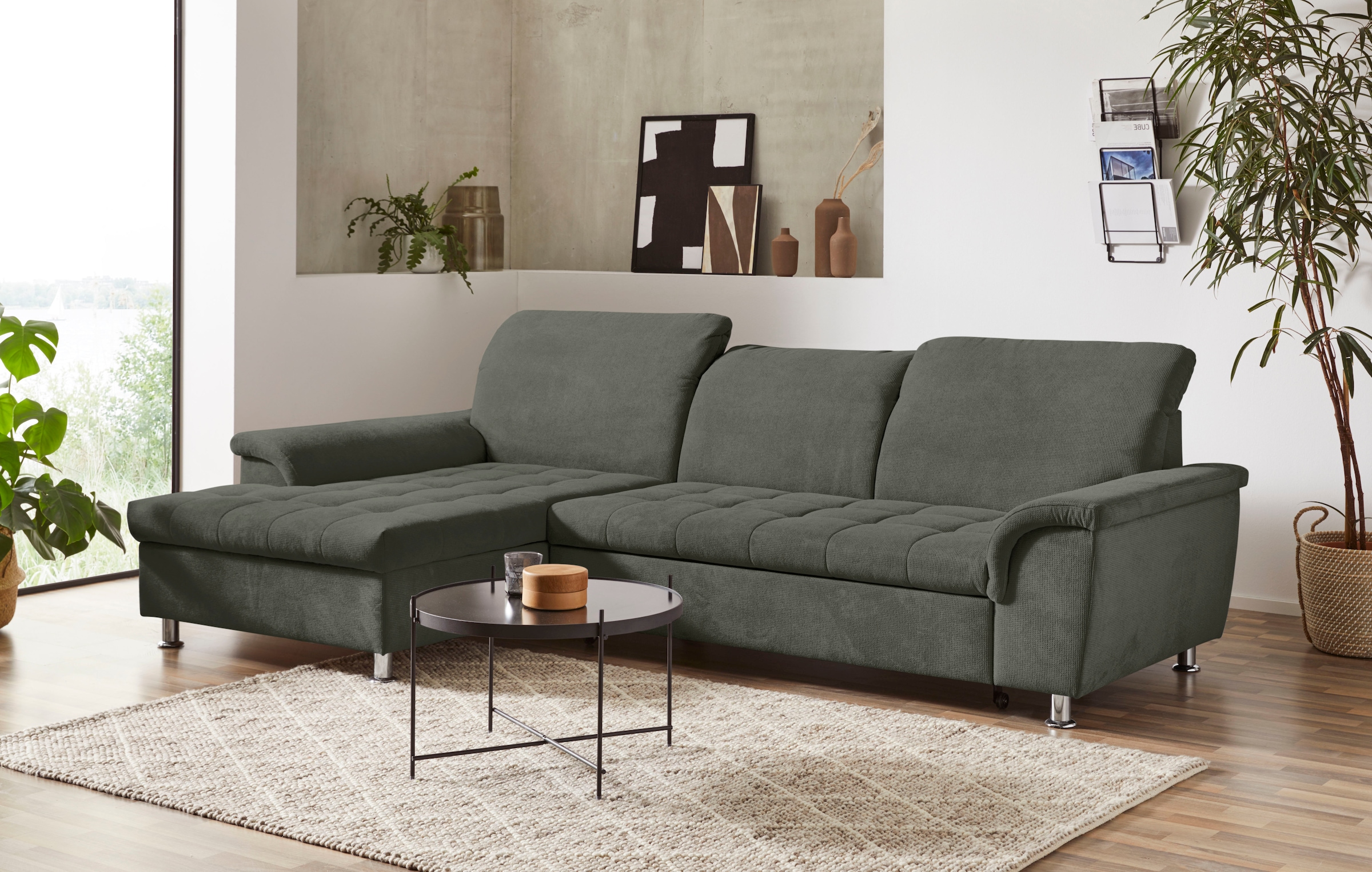DOMO collection Ecksofa "Franzi, zeitlos und elegant, moderne Sitzheftung, günstig online kaufen
