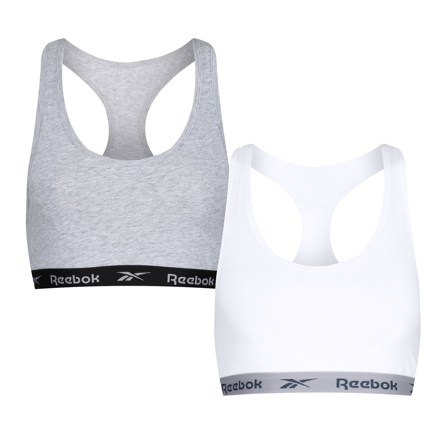 Reebok Bustier "Frankie" 2er-Pack, Breite Träger, Ohne Verschluss, Ohne Bügel, Mit Logo, Baumwollmix