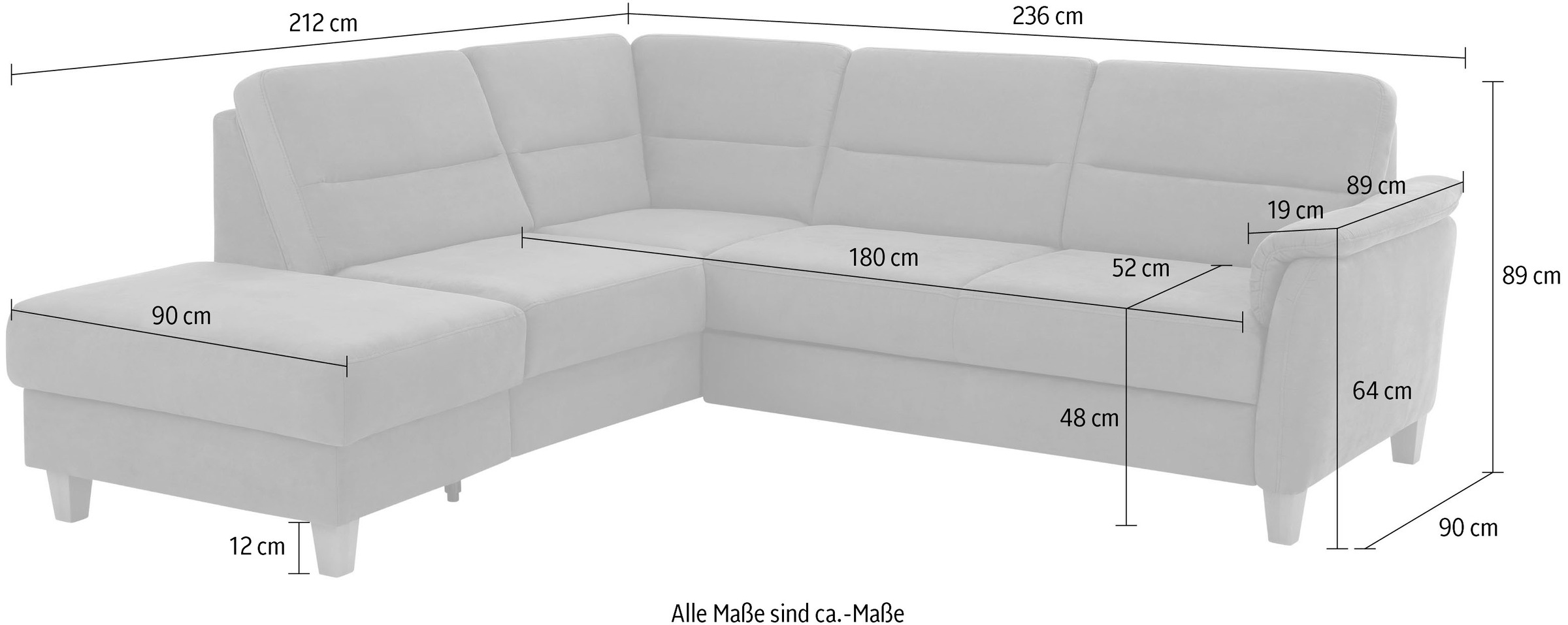 Home affaire Ecksofa »Palmera L-Form«, Federkern, wahlweise mit Bettfunktion und mit/ohne Stauraum