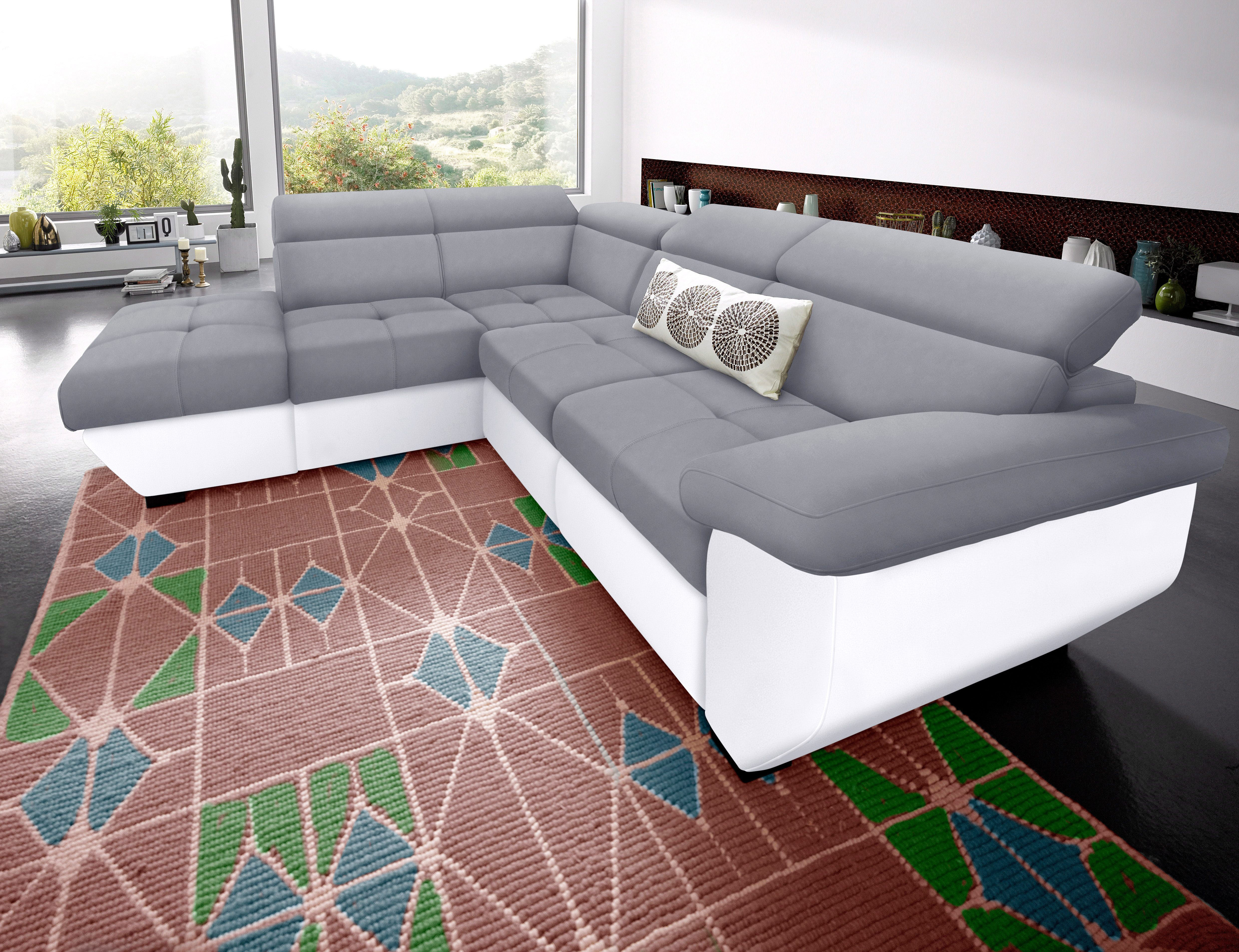 COTTA Ecksofa "Speedway L-Form, B: 262cm, moderne Couch, bequeme Wellenunterfederung," Kopfteilverstellung, optional Schlaffunktion & Bettkasten