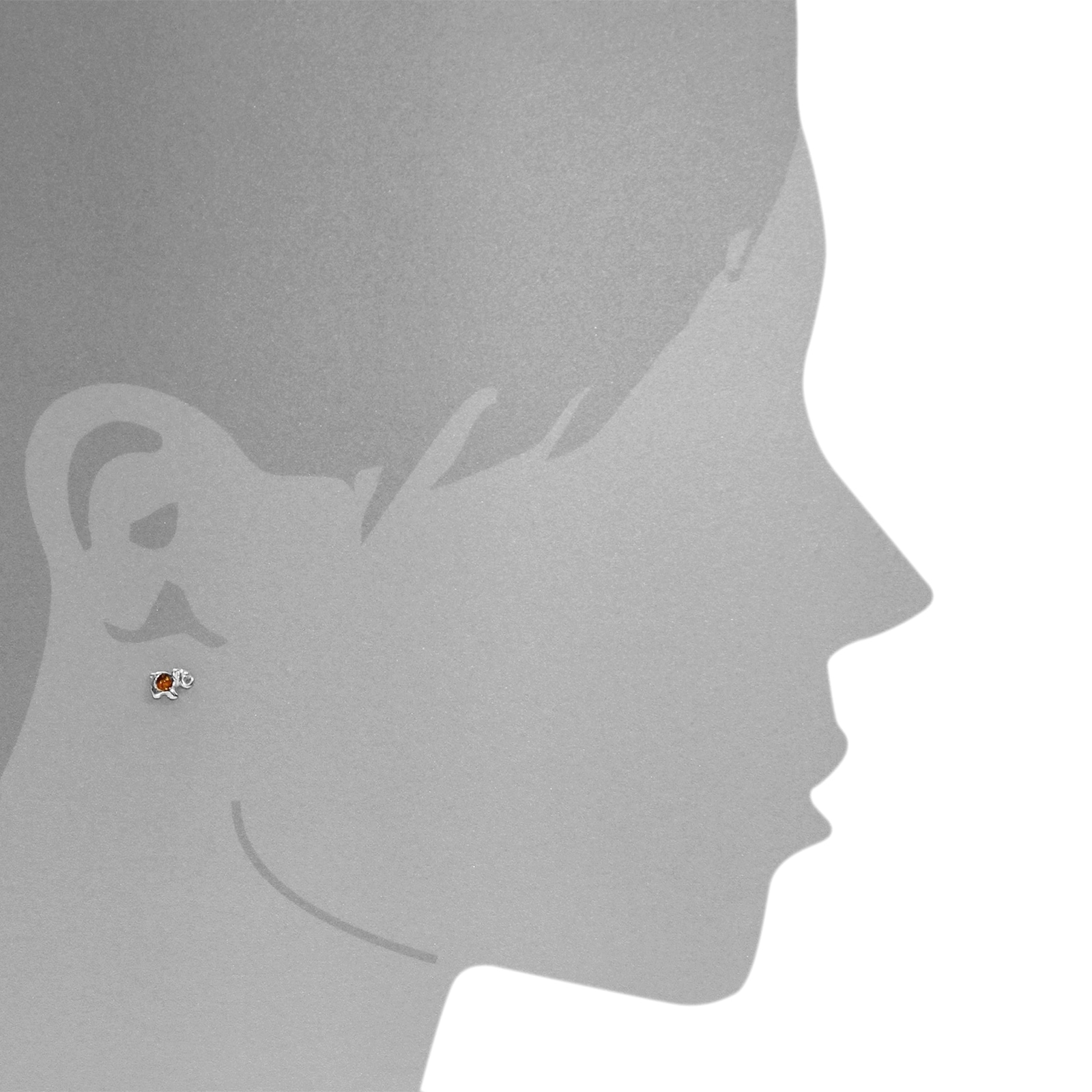 OSTSEE-SCHMUCK Paar Ohrstecker »- Elefant - Silber 925/000 - Bernstein«