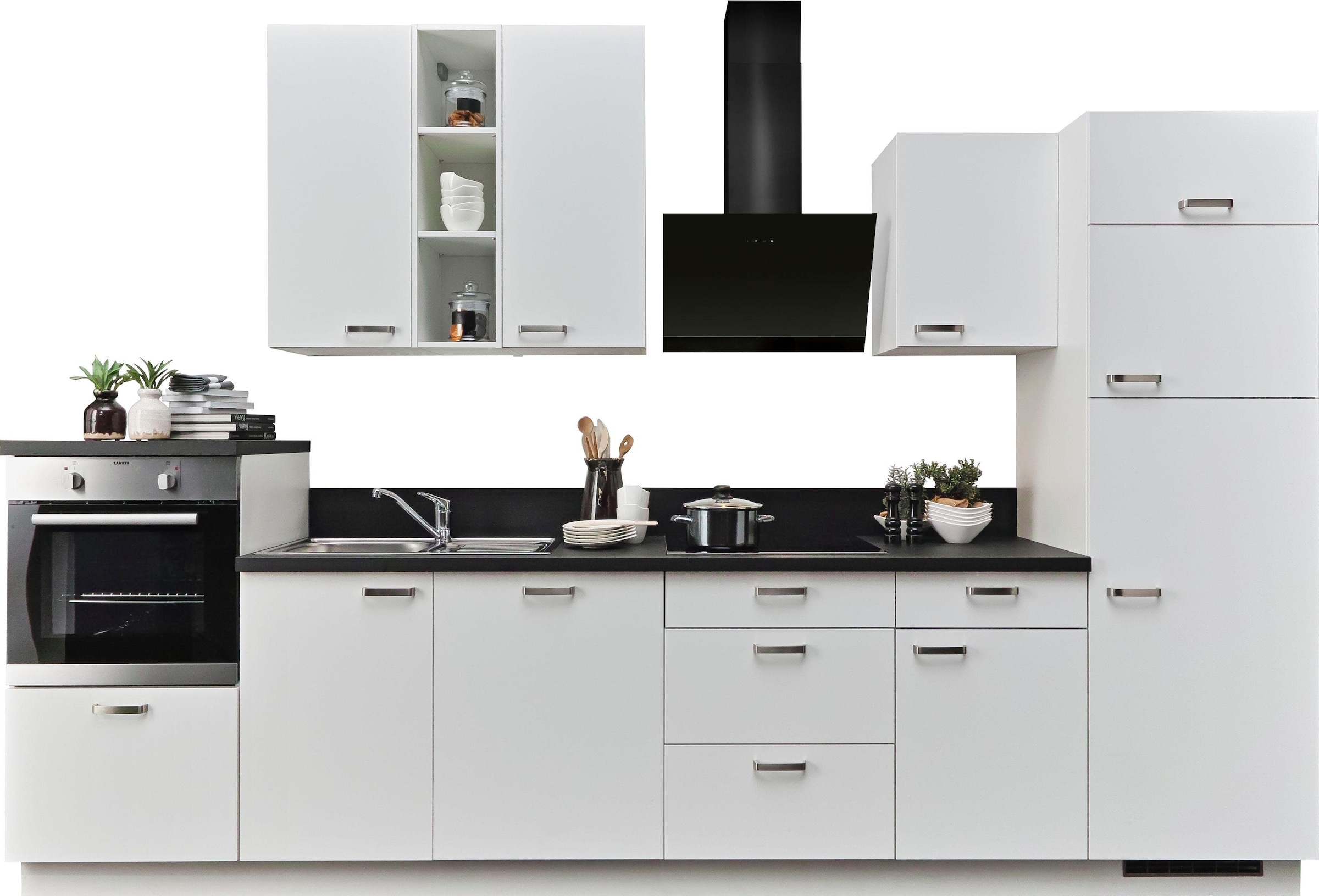 Küchenzeile »Bari«, Soft-Close-Funktion und Vollauszügen, vormontiert, Breite 340 cm