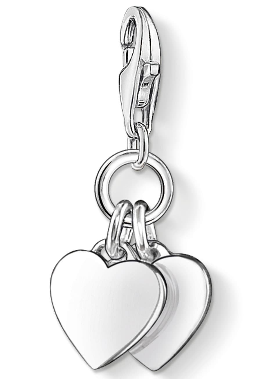 Charm-Einhänger THOMAS SABO "Zwei Herzen", silber (silberfarben), Charms, Damen, Silber 925 (recycelt)