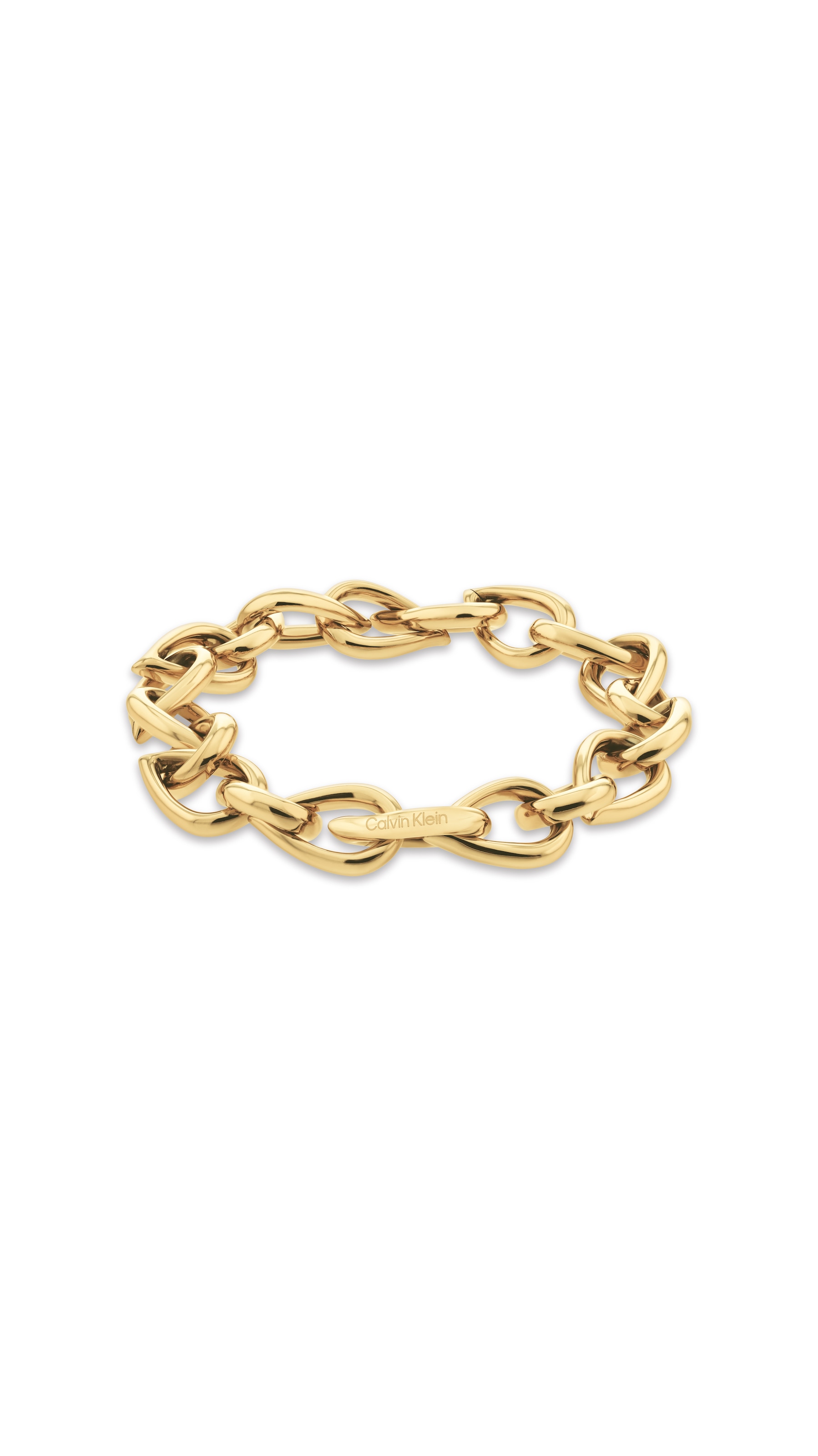 CALVIN KLEIN Damen Armkette "SCULPTURED DROPS", 18,5cm, Edelstahl, gold, Edelstahl, Armbänder