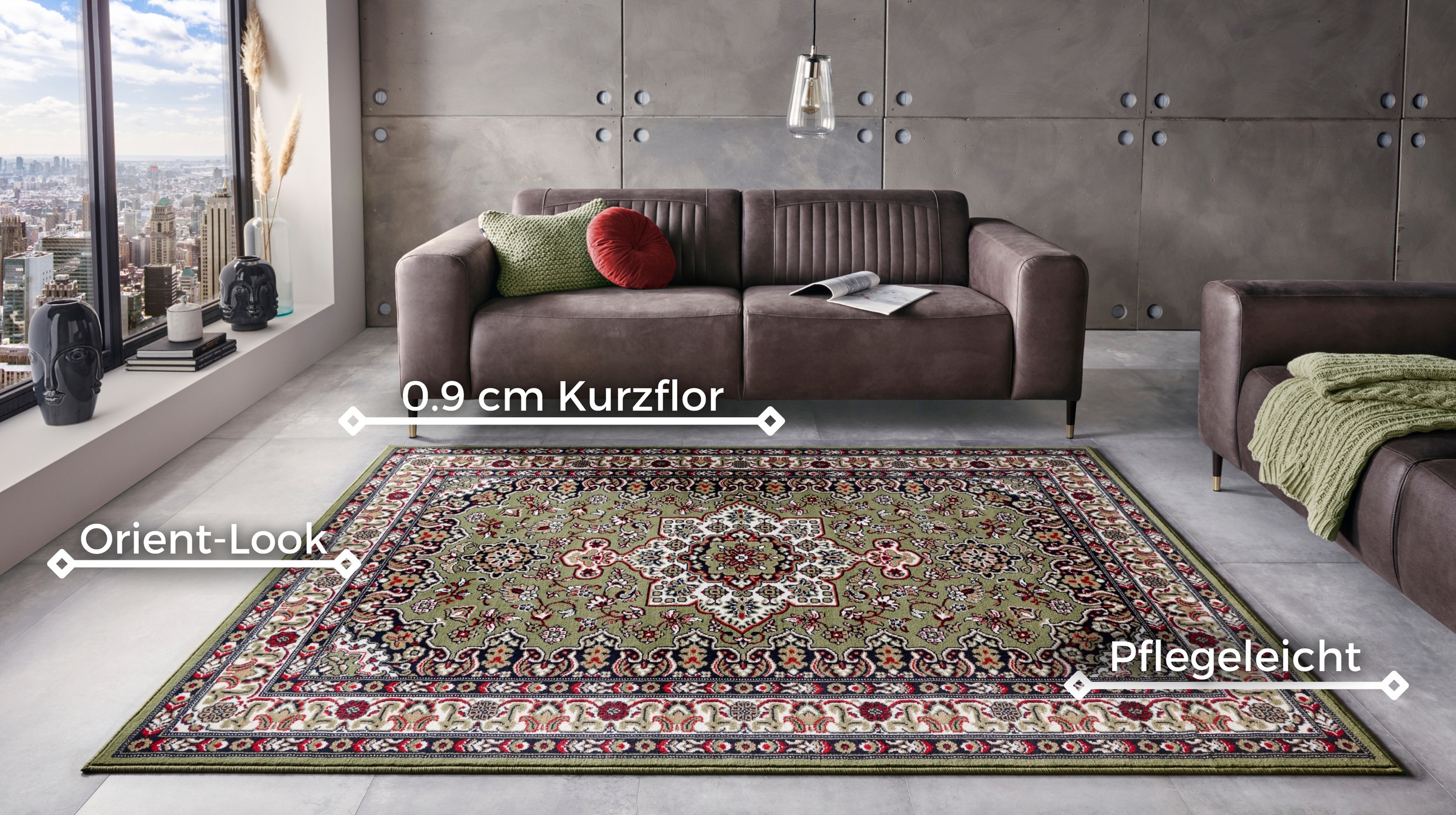 Teppich HANSE HOME "Parun Täbriz" Gr. 3, grün, B:120cm H:9mm L:170cm, Polypropylen (PP), Teppiche, Teppich, Kurzflor, Orient, Läufer, Vintage, Esszimmer, Wohnzimmer, Flur 2