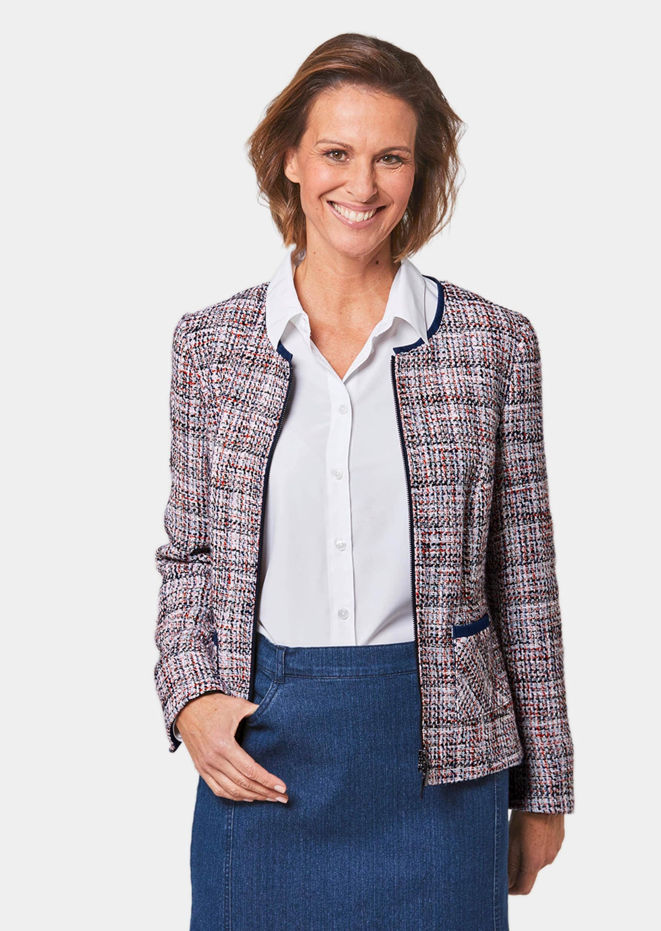 GOLDNER Jackenblazer »Bouclé-Blazer Edler Bouclé-Blazer mit Jeanspaspel«