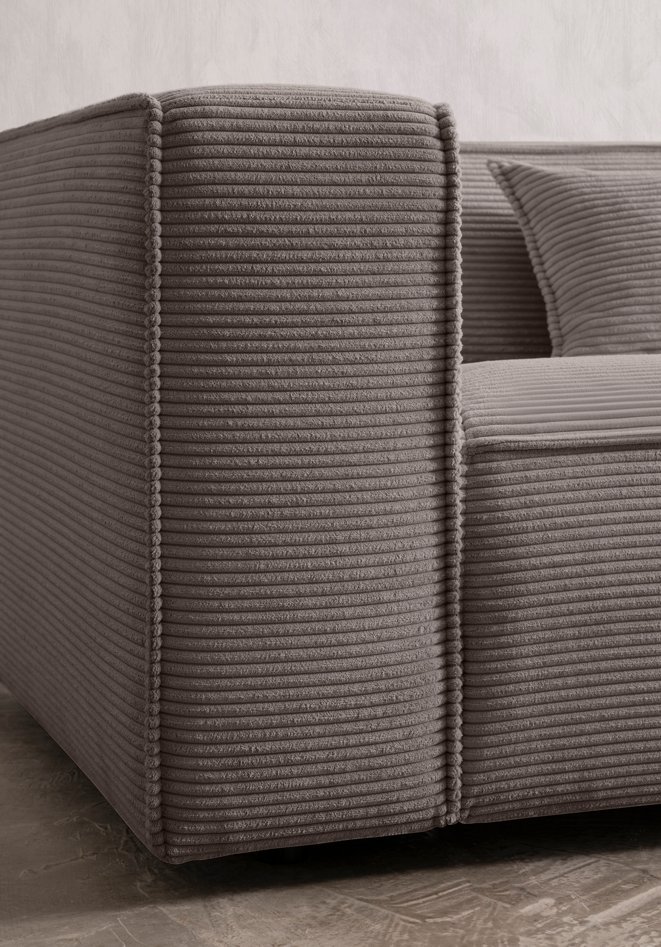 LeGer Home by Lena Gercke 3-Sitzer »PIARA, Couch mit Kedernaht, Sofa in Cord oder Leinenoptik«, schwarze Füße, bequemer Sitzkomfort
